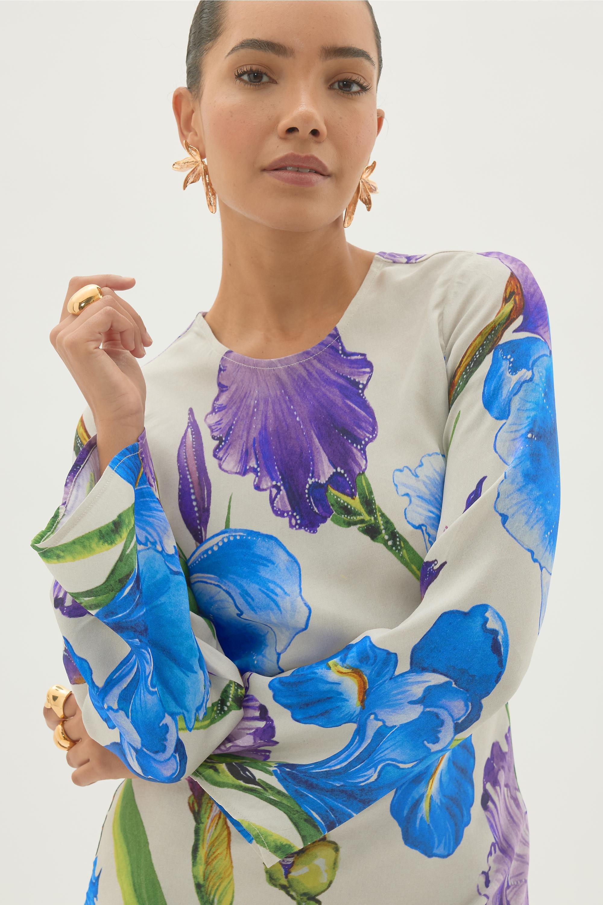 By Anthropologie Cresella Floral Satin Maxi Dress, Multicolour, A501_0000, large image number 5