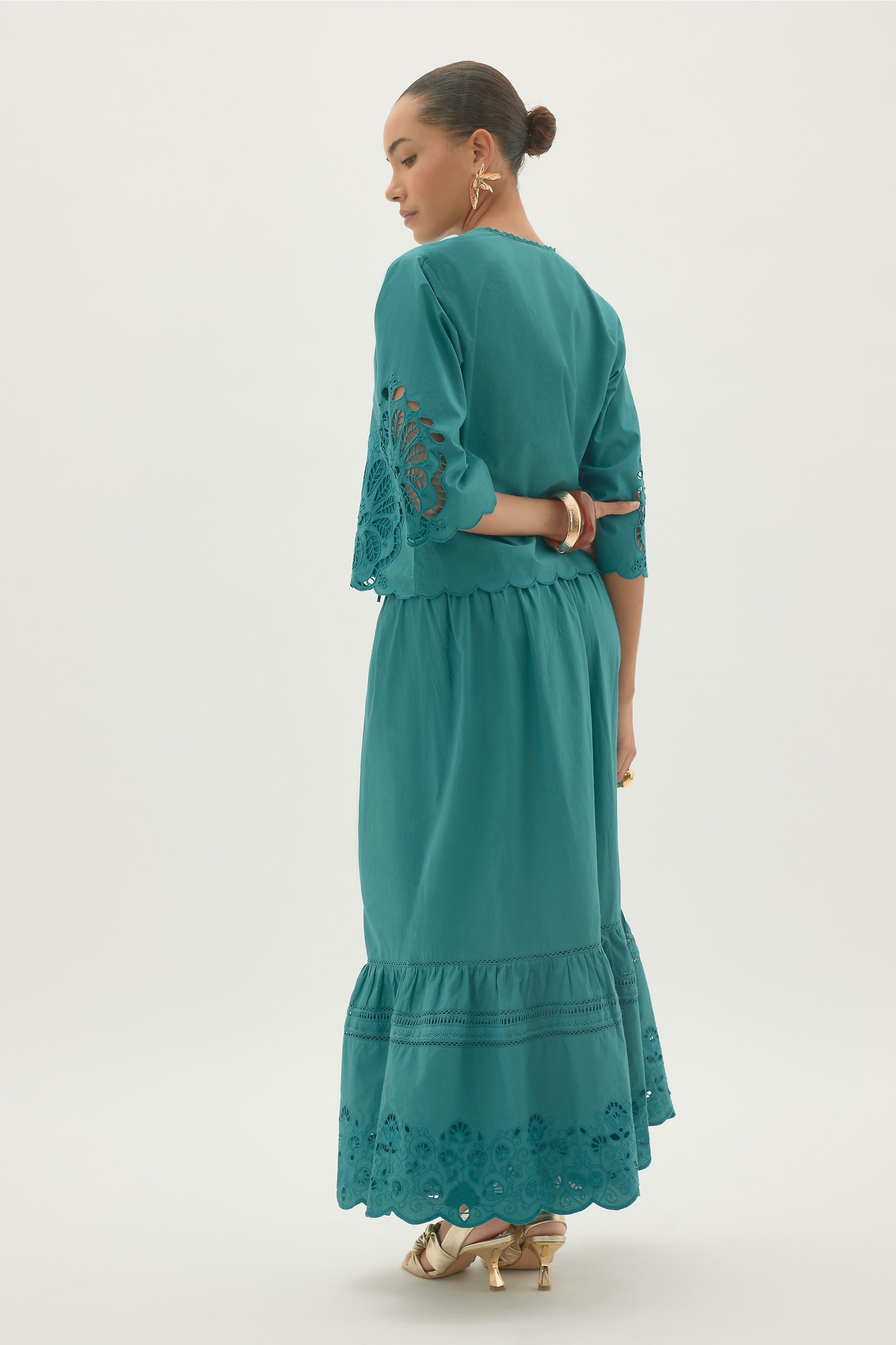 D By Anthropologie Astraia Tie-Front Cutwork Blouse, Blue, A501_0099, large image number 3