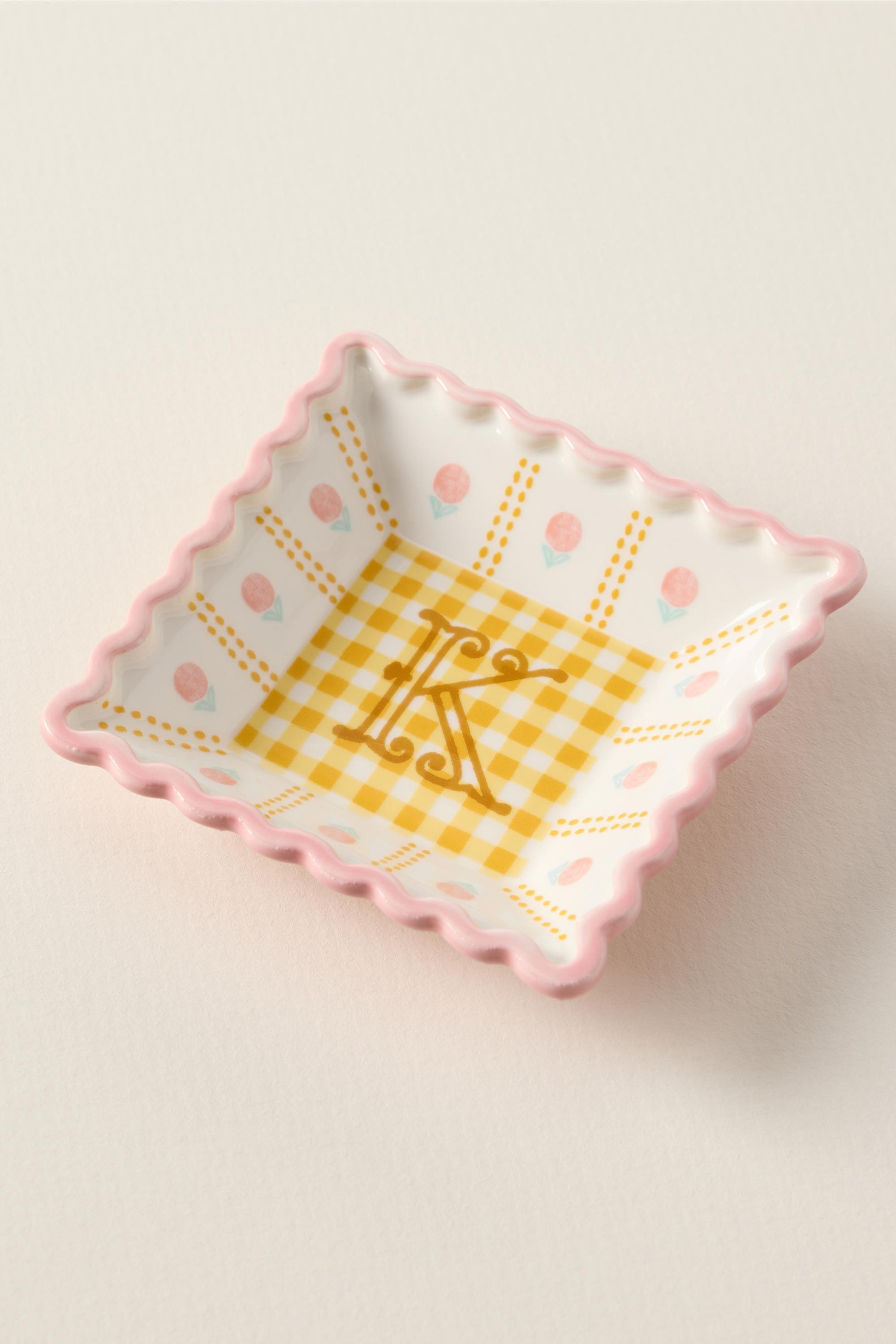 K Georgia Monogram Stoneware Trinket Dish, A501_0911, medium