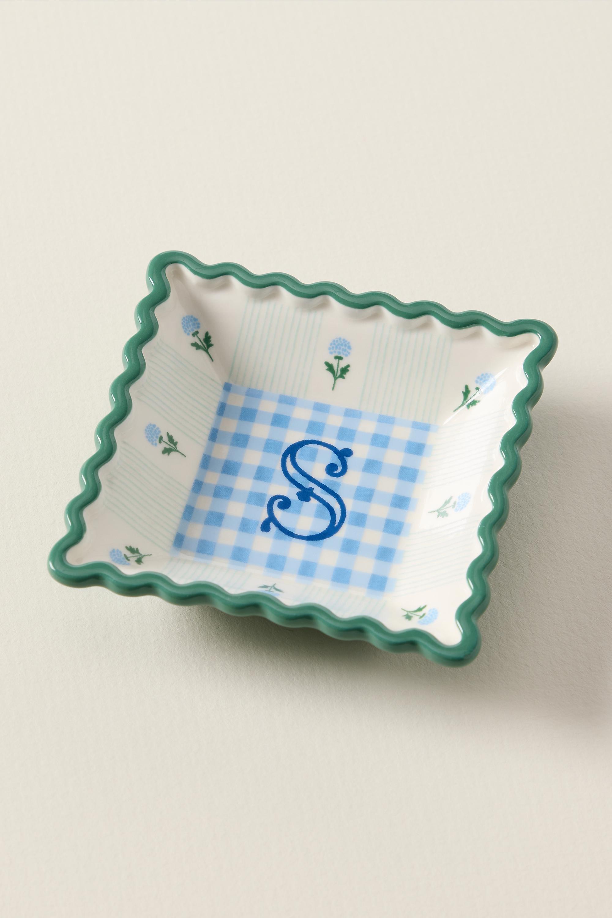 S Georgia Monogram Stoneware Trinket Dish, A501_0919, medium