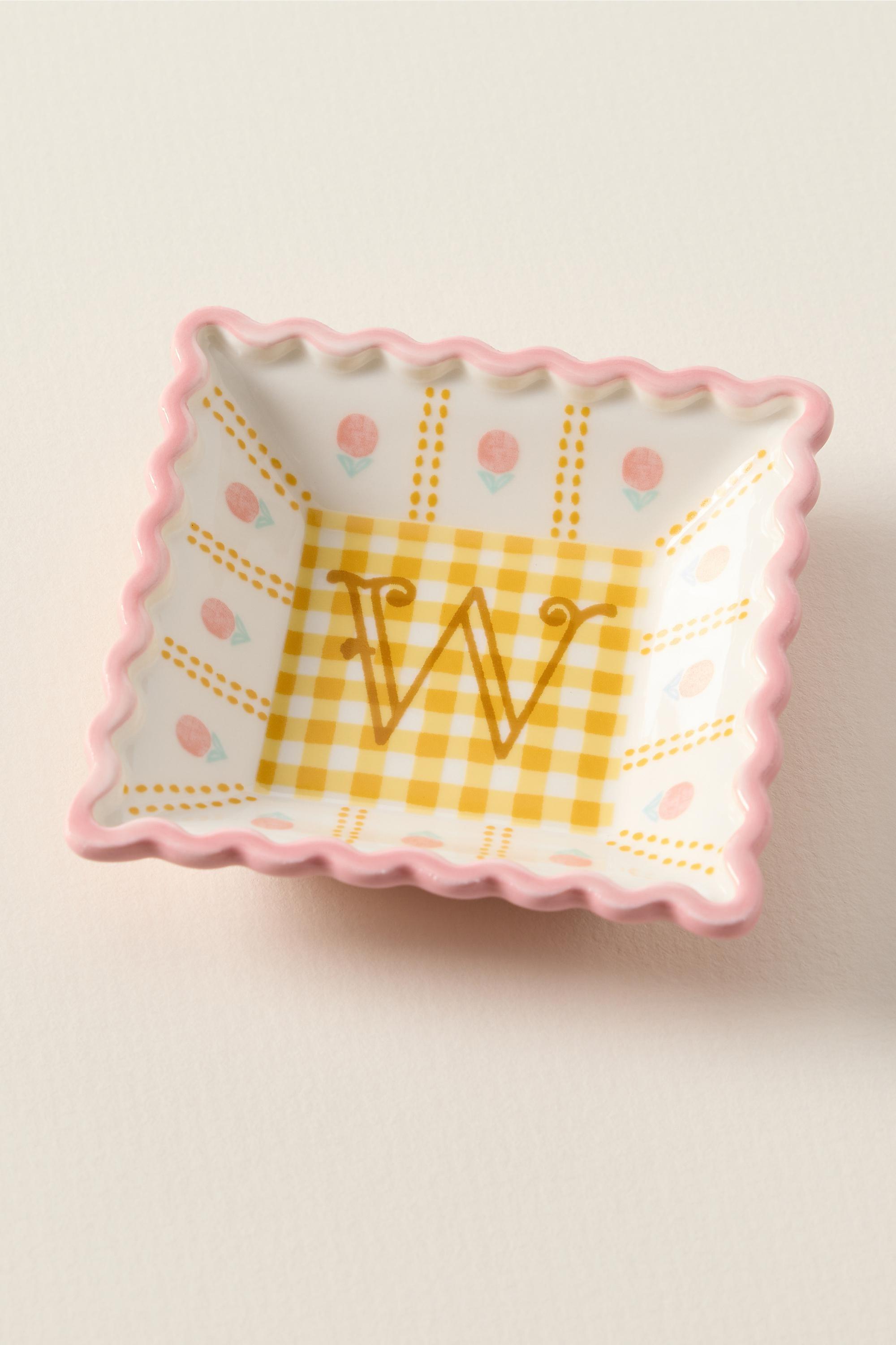 W Georgia Monogram Stoneware Trinket Dish, A501_0923, medium