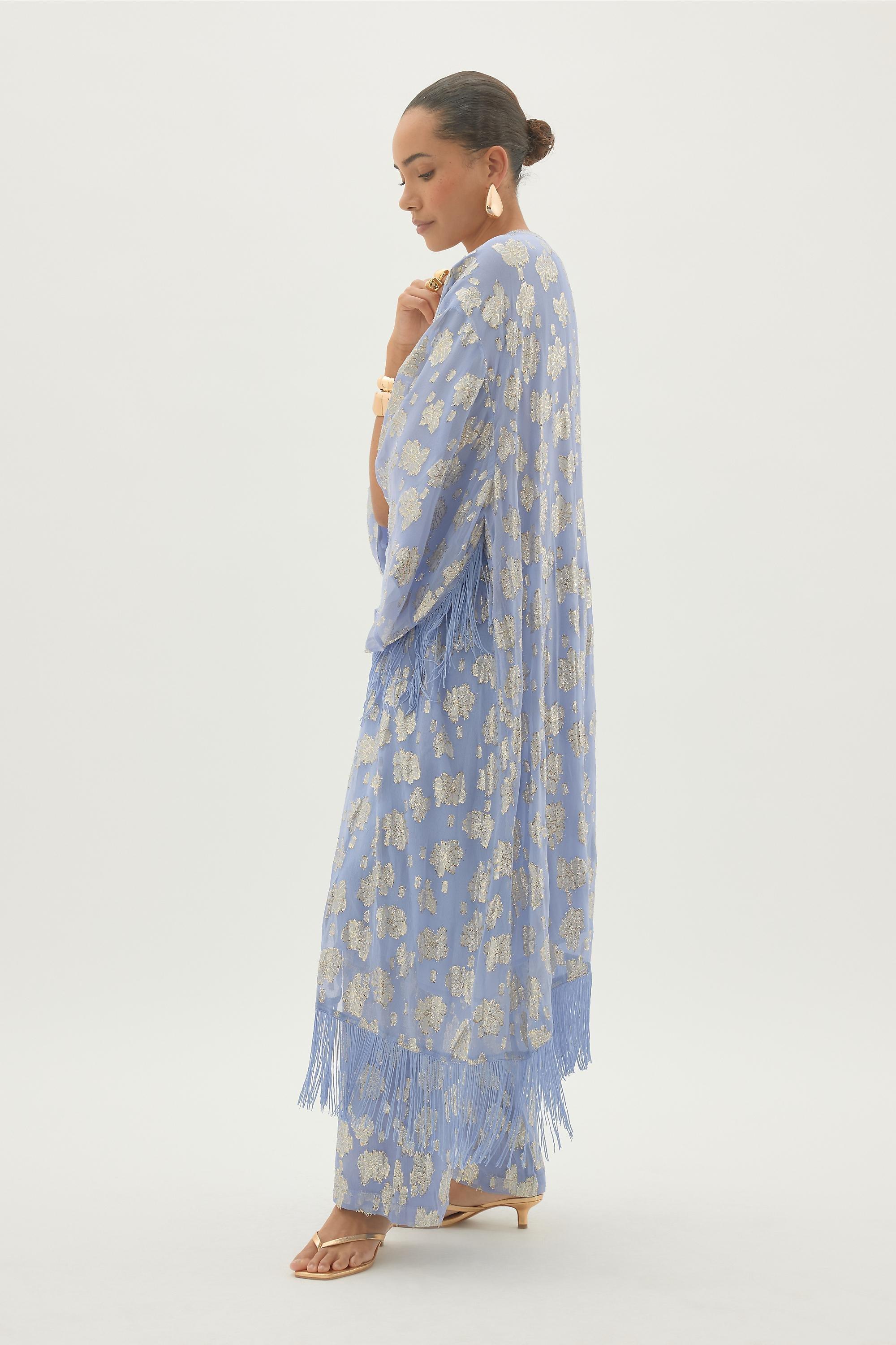 Floral Jaquard Kimono, Blue, A501_0045, large image number 0