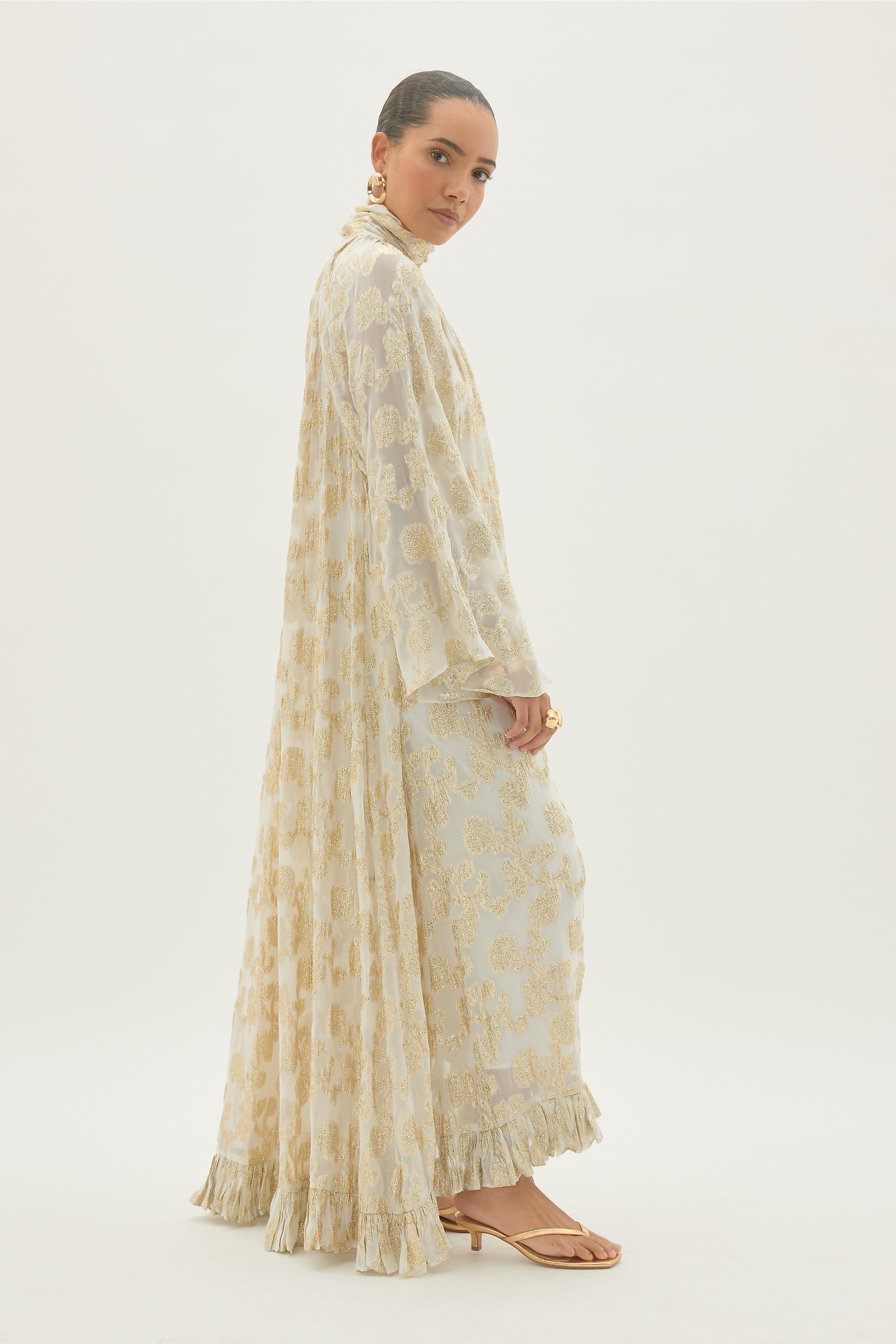 Fe Jacquard Ruffle Dress, Cream, A501_0012, medium