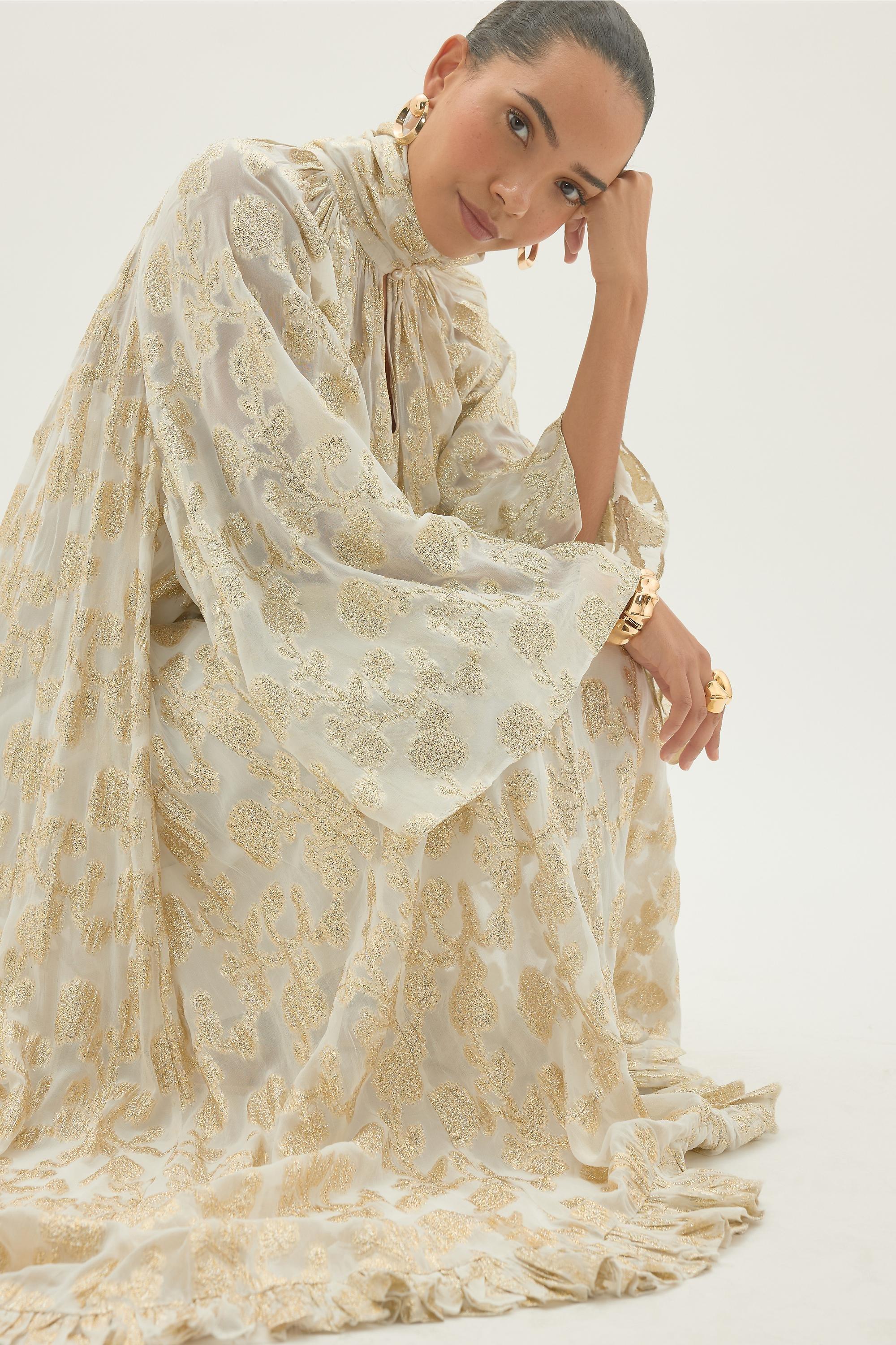 Fe Jacquard Ruffle Dress, Cream, A501_0012, large image number 1