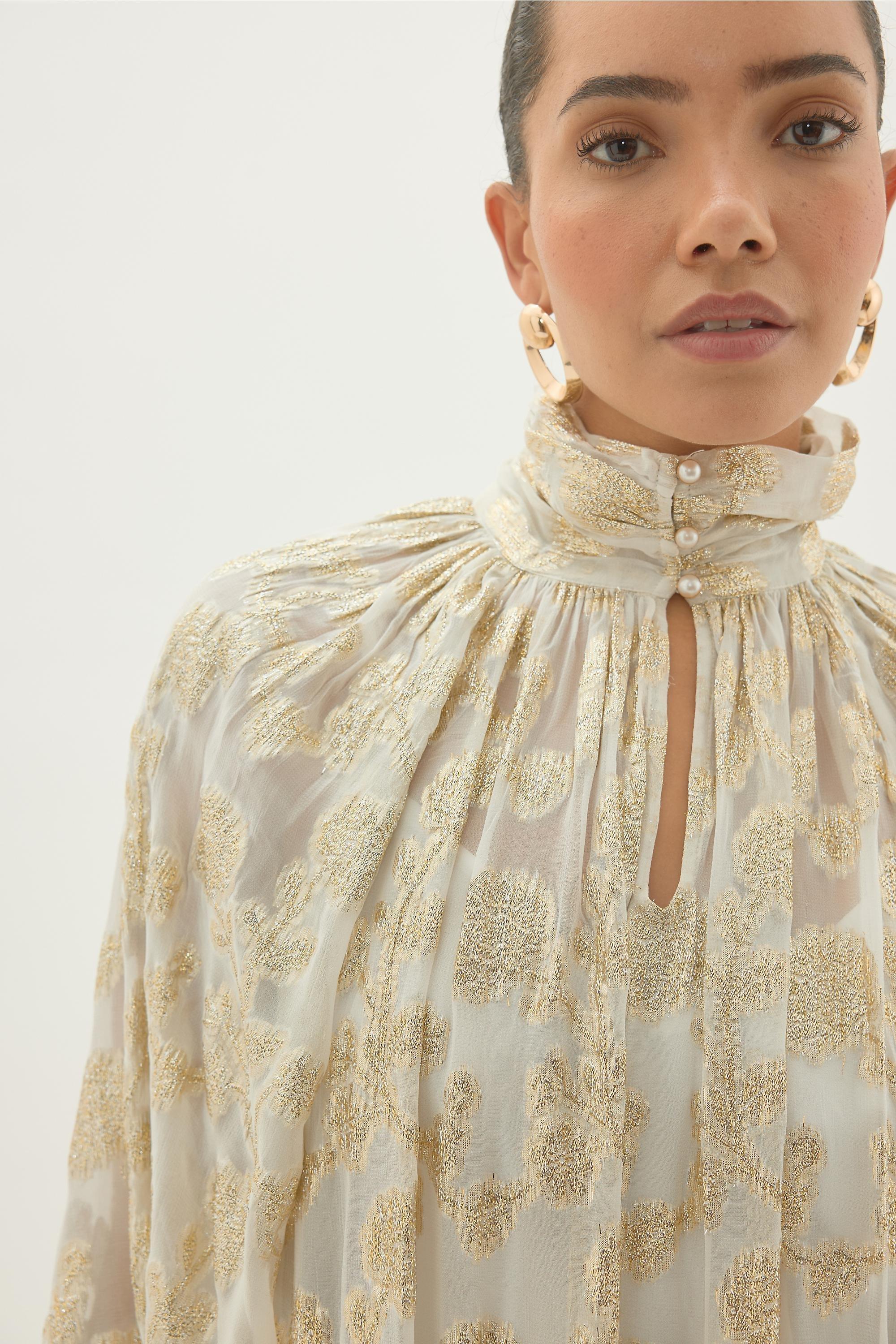 Fe Jacquard Ruffle Dress, Cream, A501_0012, medium