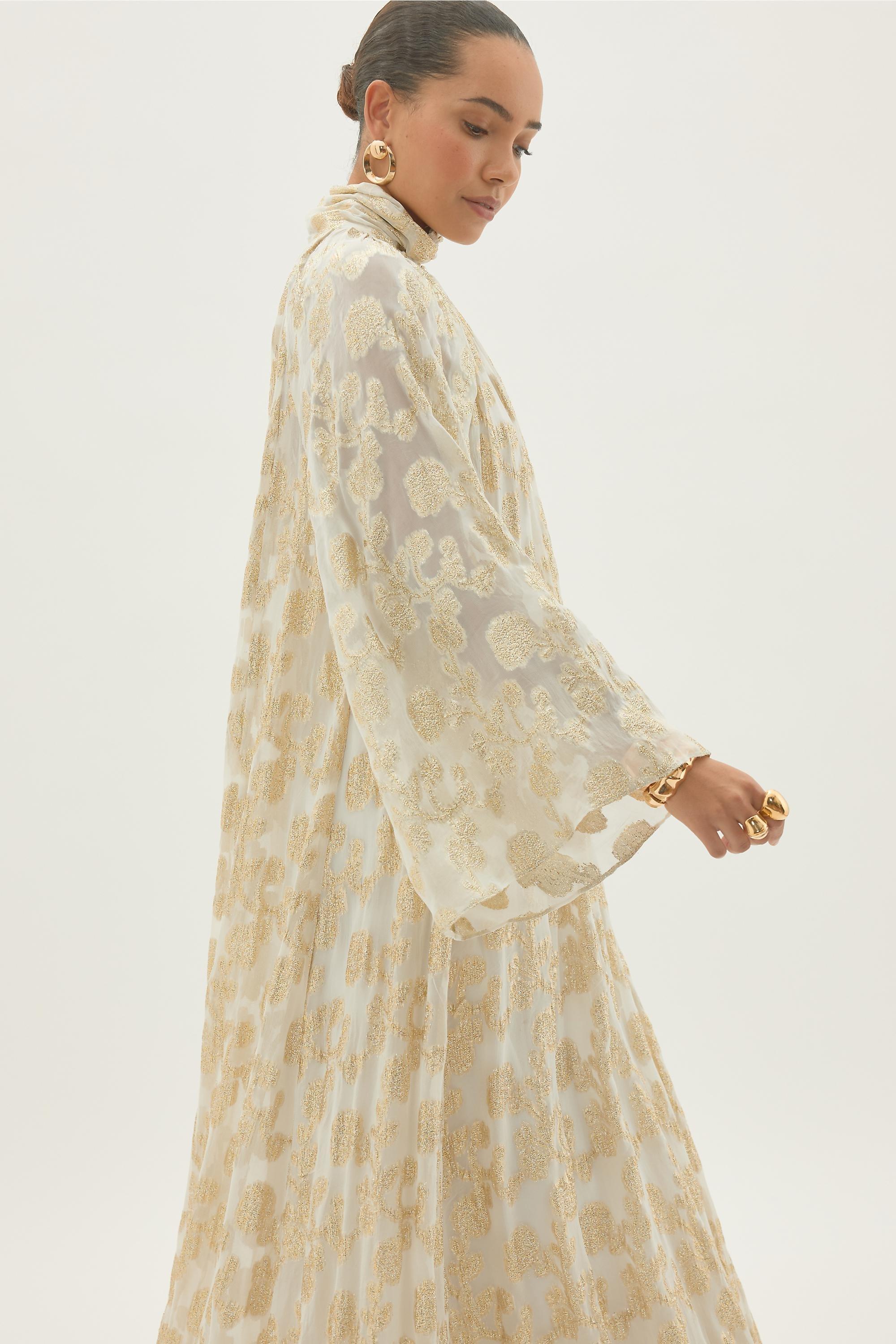 Fe Jacquard Ruffle Dress, Cream, A501_0012, large image number 4