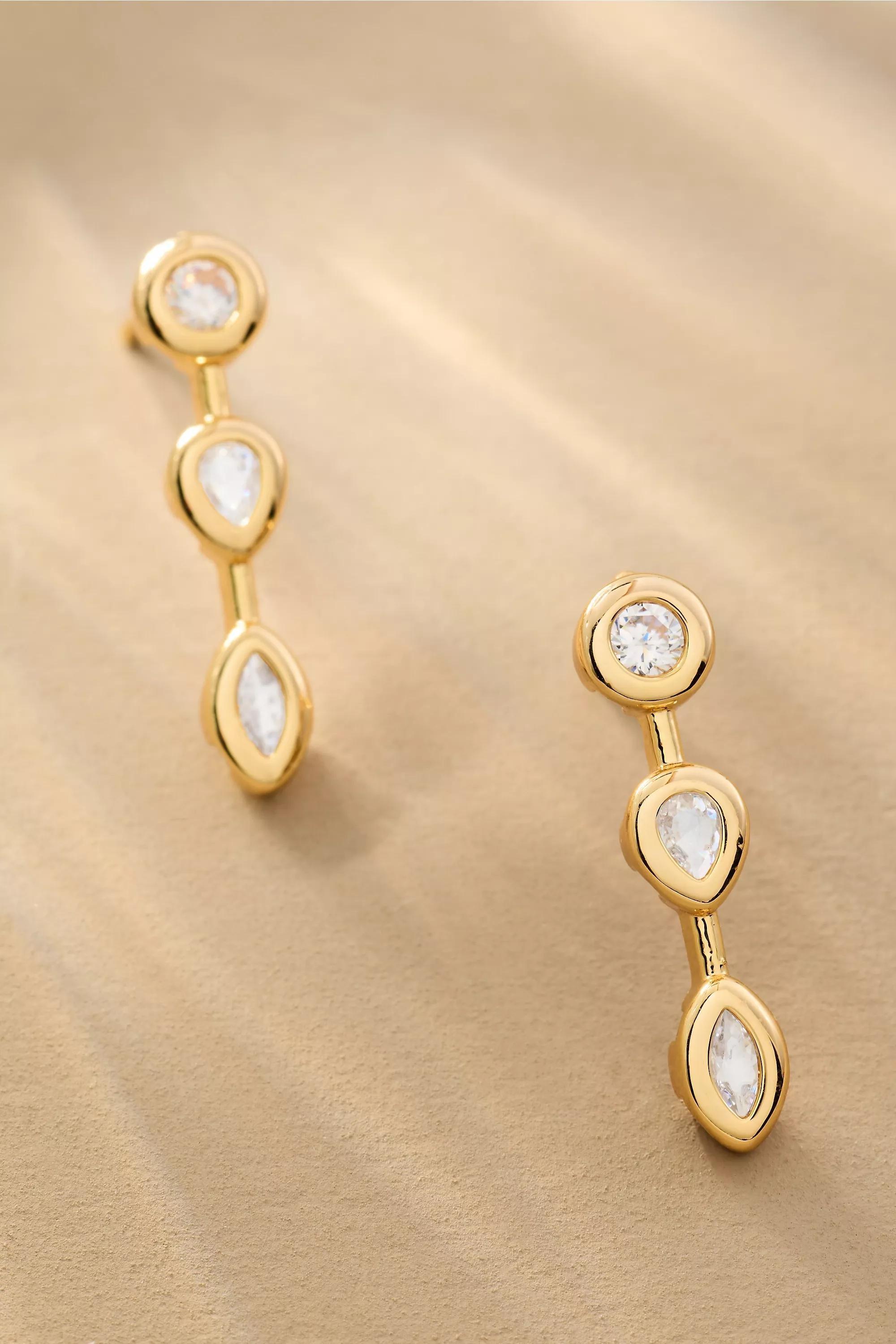 Delicate Crystal Drip Earrings, Gold, A501_0070, large image number 0