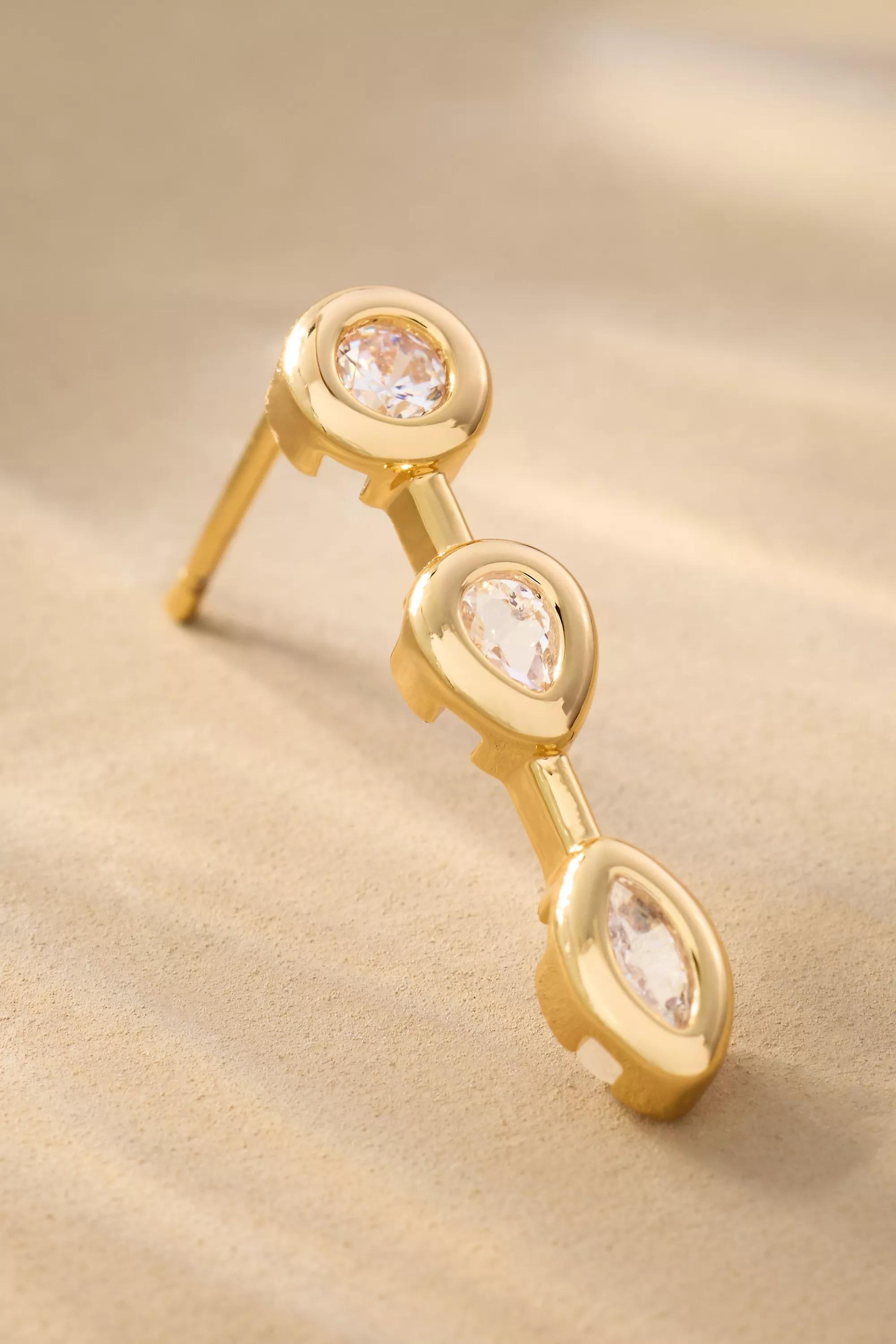 Delicate Crystal Drip Earrings, Gold, A501_0070, large image number 1