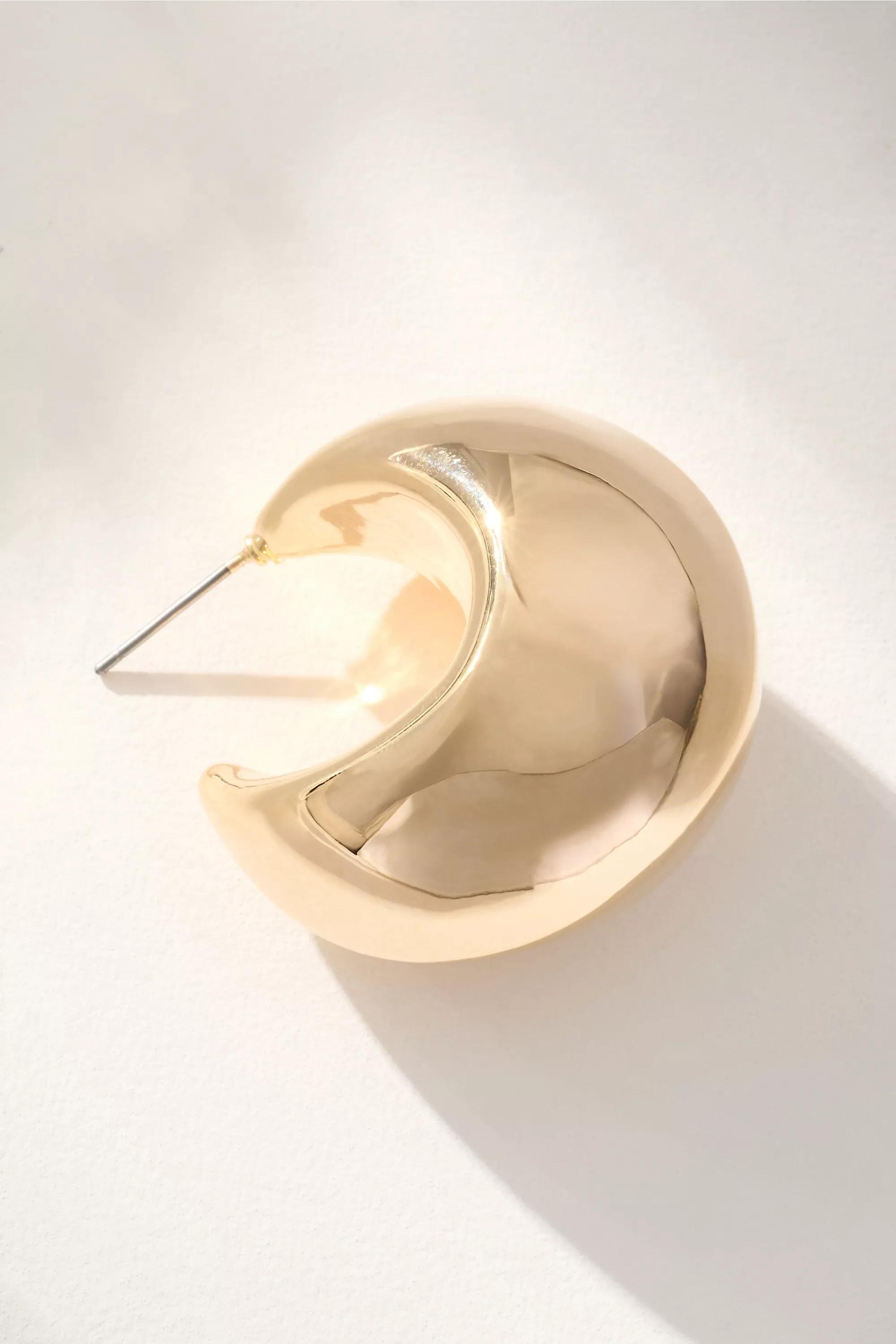 GOLD Chunky Huggie Hoop Earrings, A501_0070, large image number 1