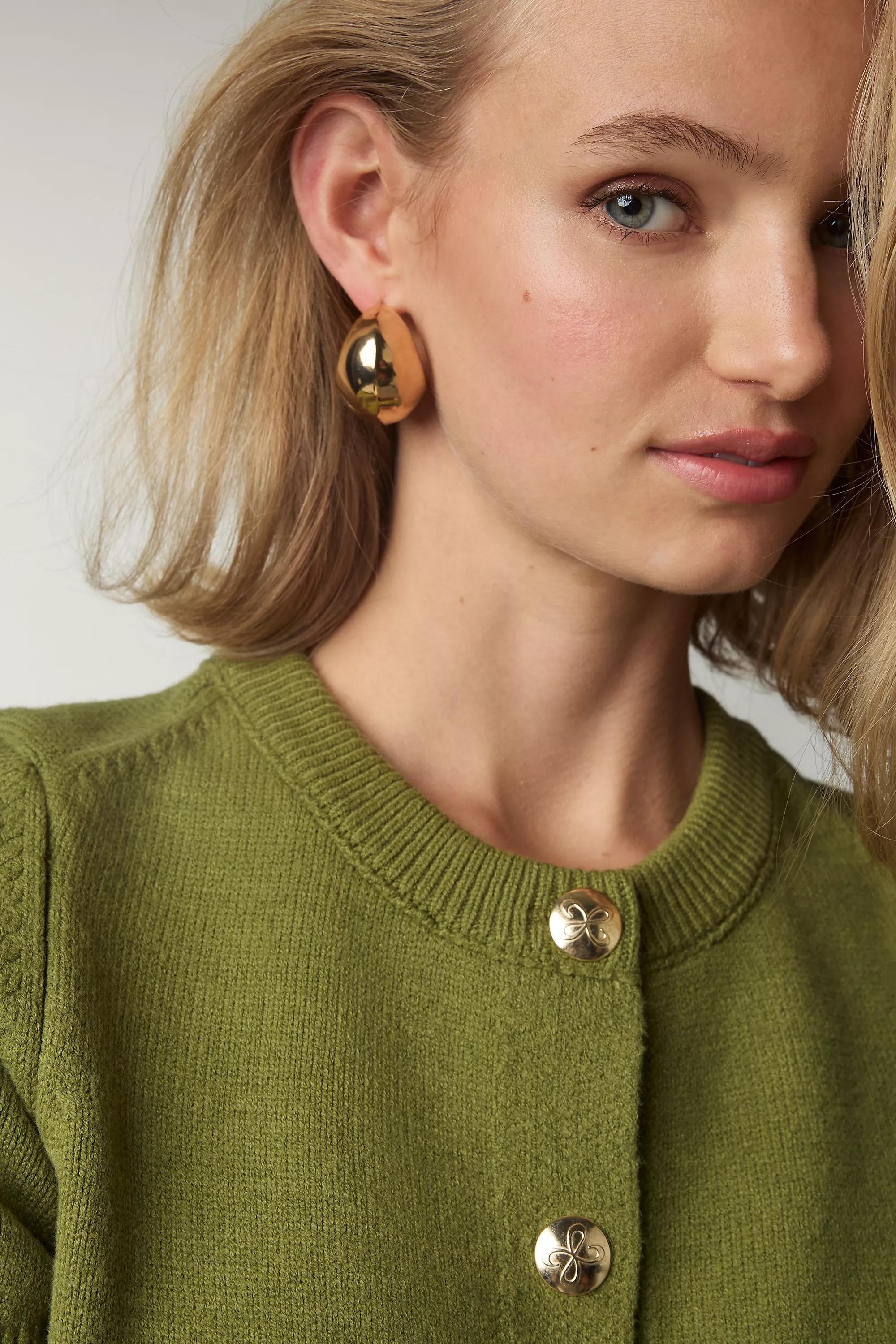 GOLD Chunky Huggie Hoop Earrings, A501_0070, large image number 2