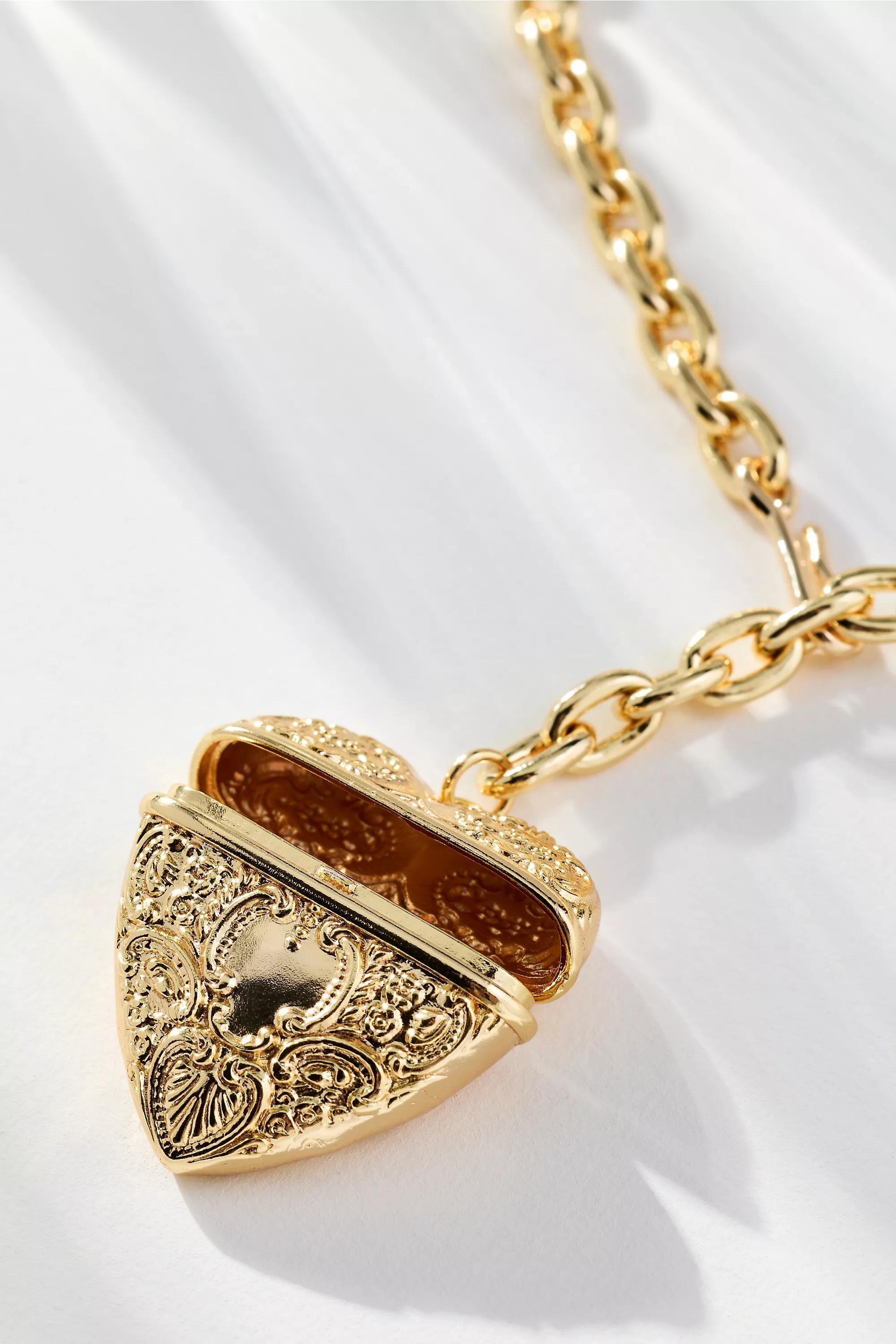 GOLD Heart Pendant Necklace, A501_0070, large image number 1