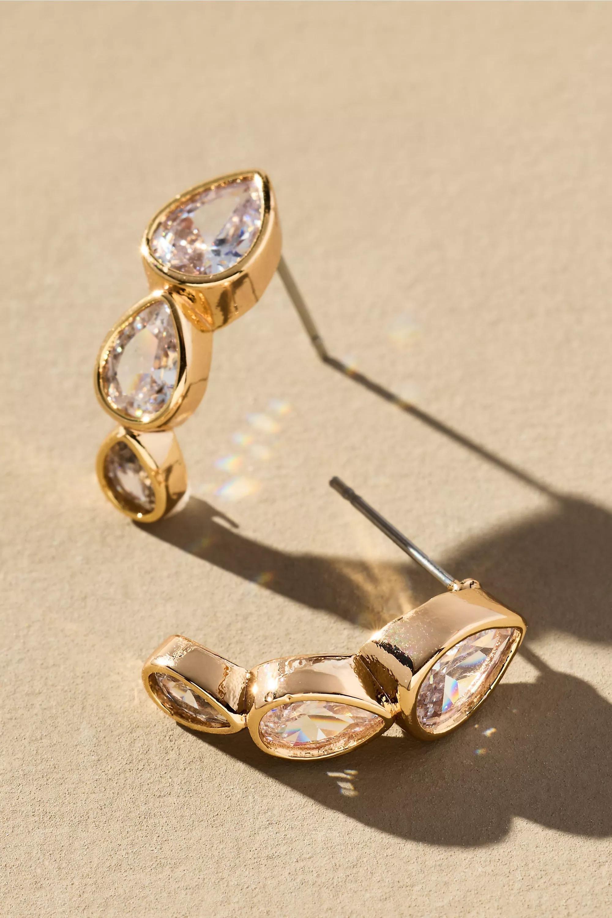 GOLD Multi Crystal Drop Earrings, A501_0070, medium