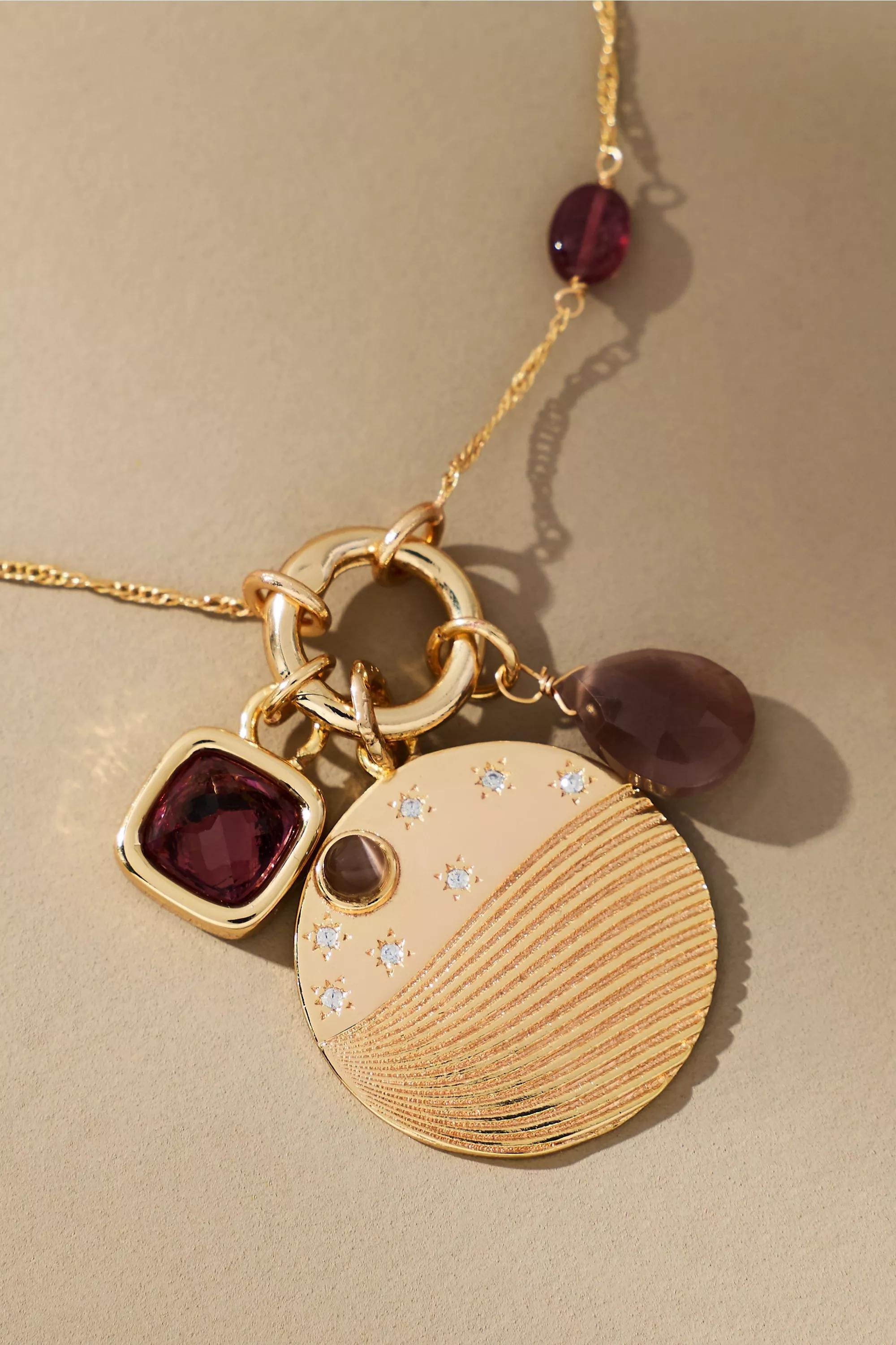 Charmed Pendant Necklace, Red, A501_0260, large image number 1