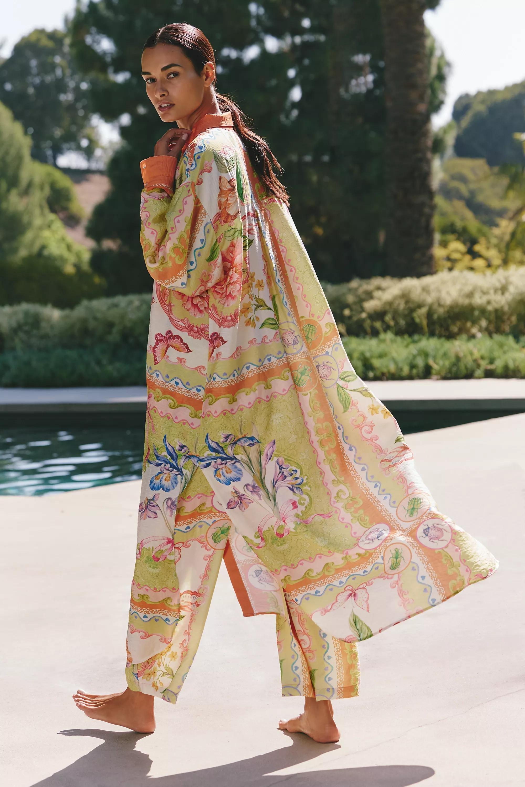 By Celandine Long-Sleeve Sheer Maxi Shirt Dress, Multicolour, A501_0532, large image number 3