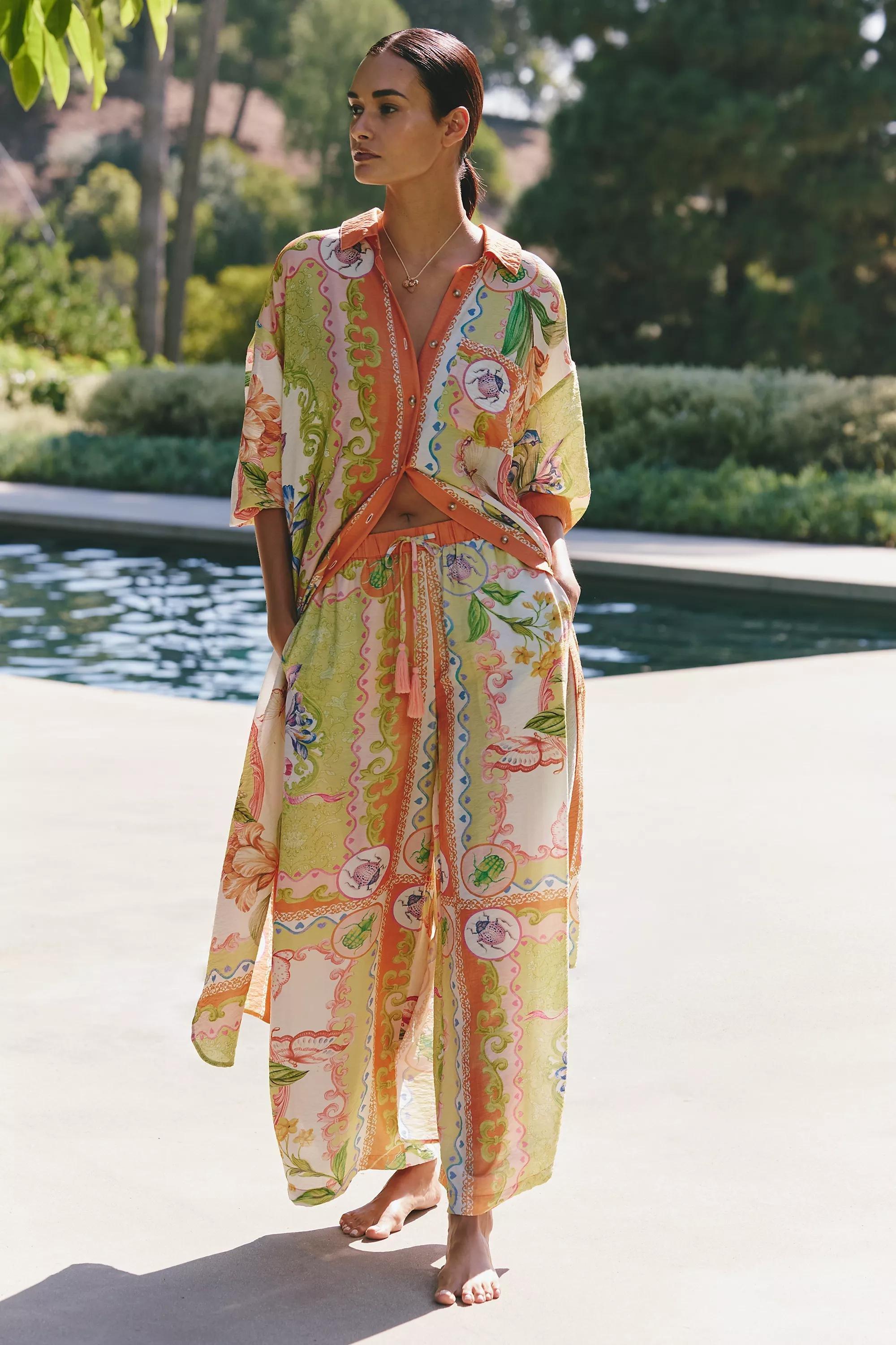 By Celandine Sheer Printed Trousers, Multicolour, A501_0532, large image number 0