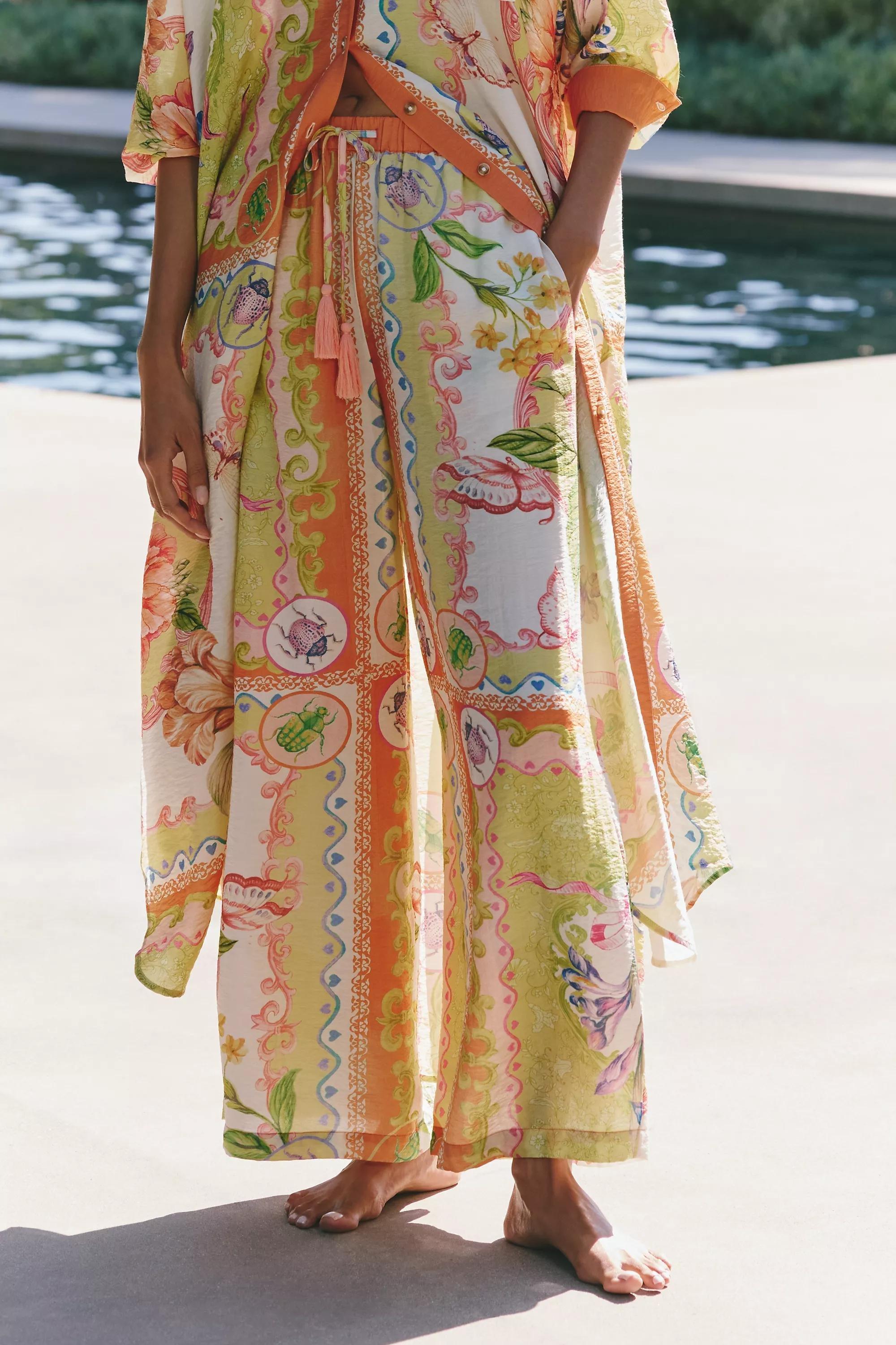 By Celandine Sheer Printed Trousers, Multicolour, A501_0532, large image number 1