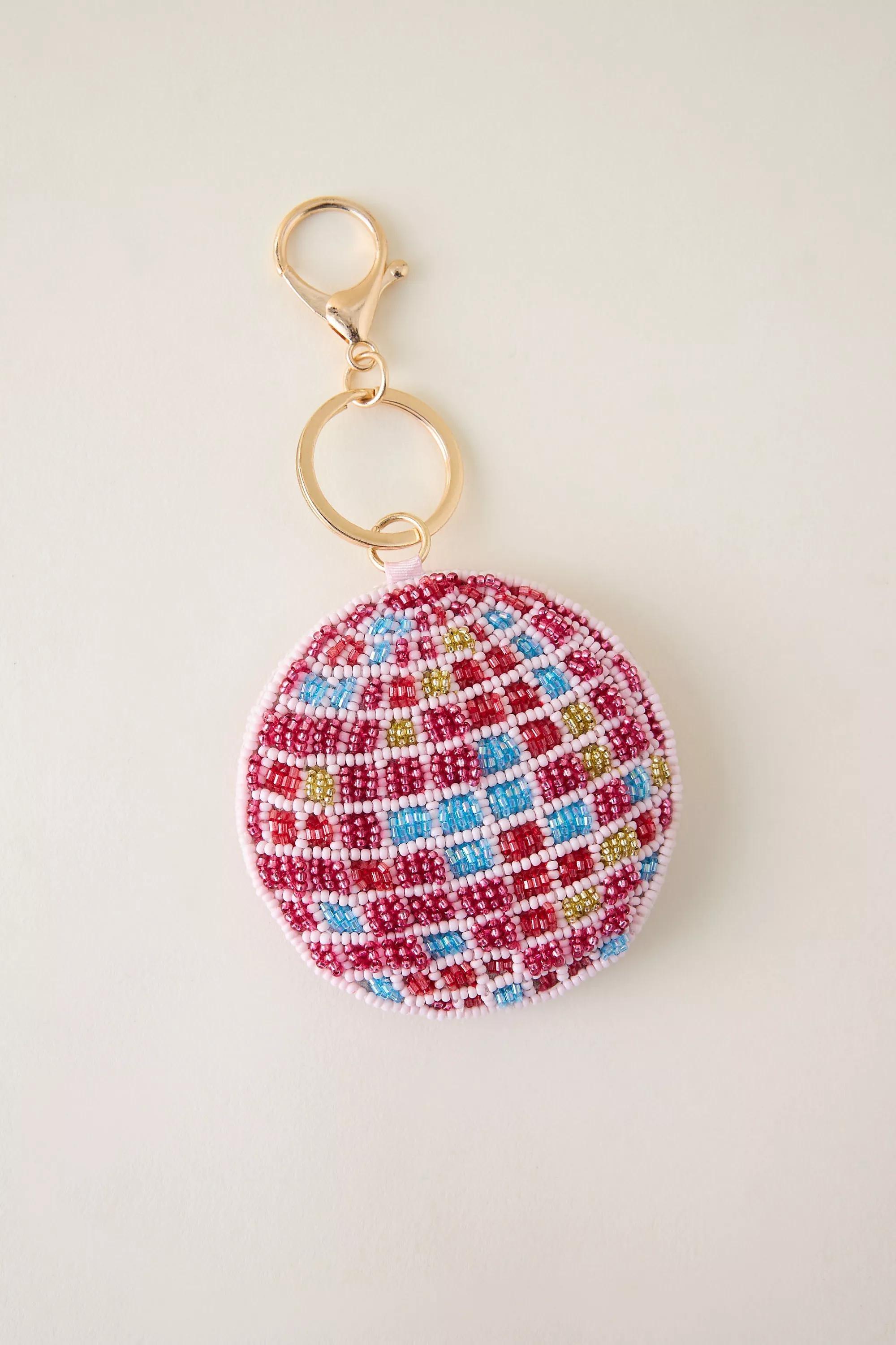 Beaded Disco Ball Bag Charm, Multicolour, Multicolour, medium