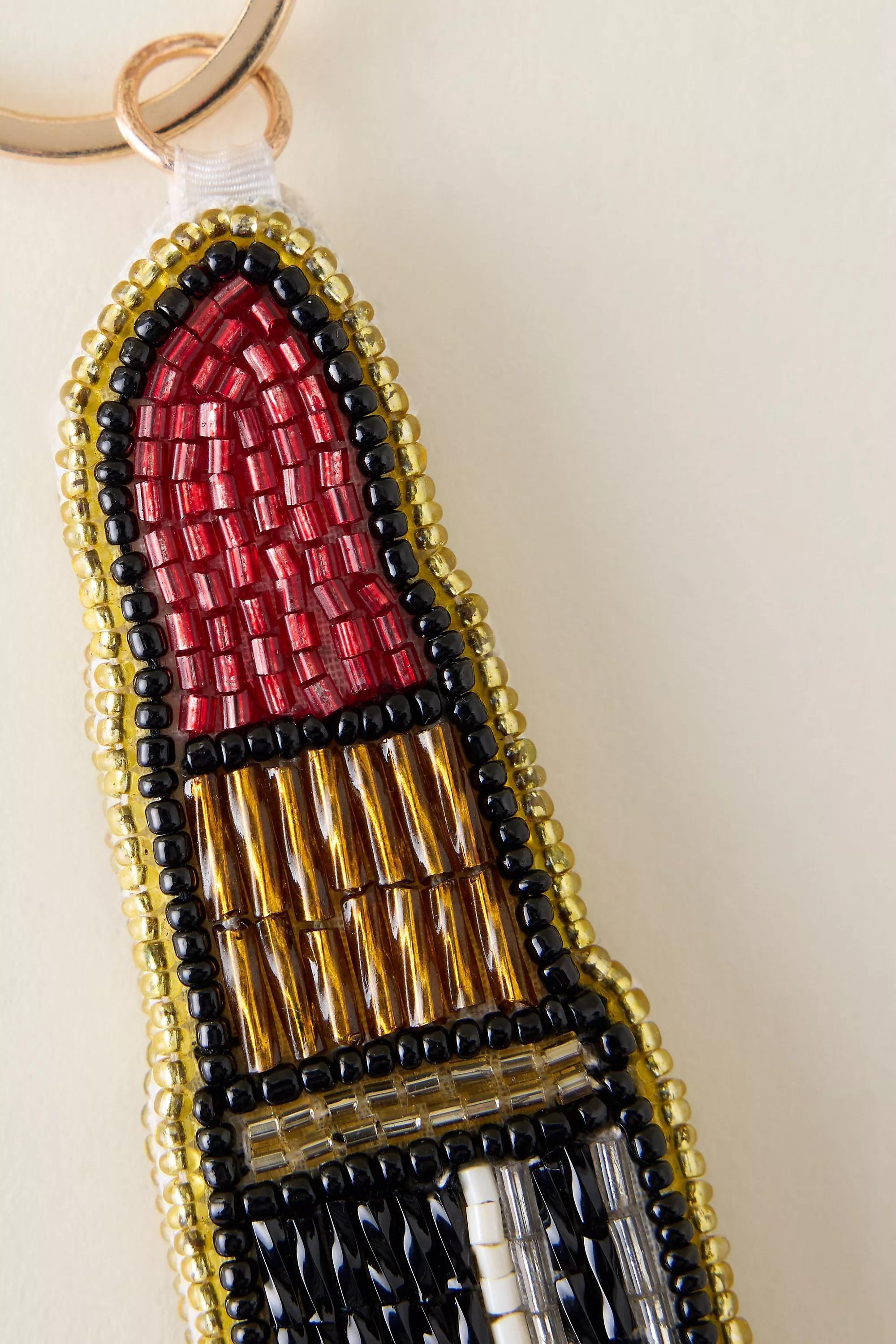 Beaded Lipstick Bag Charm, Red, Red, large image number 3