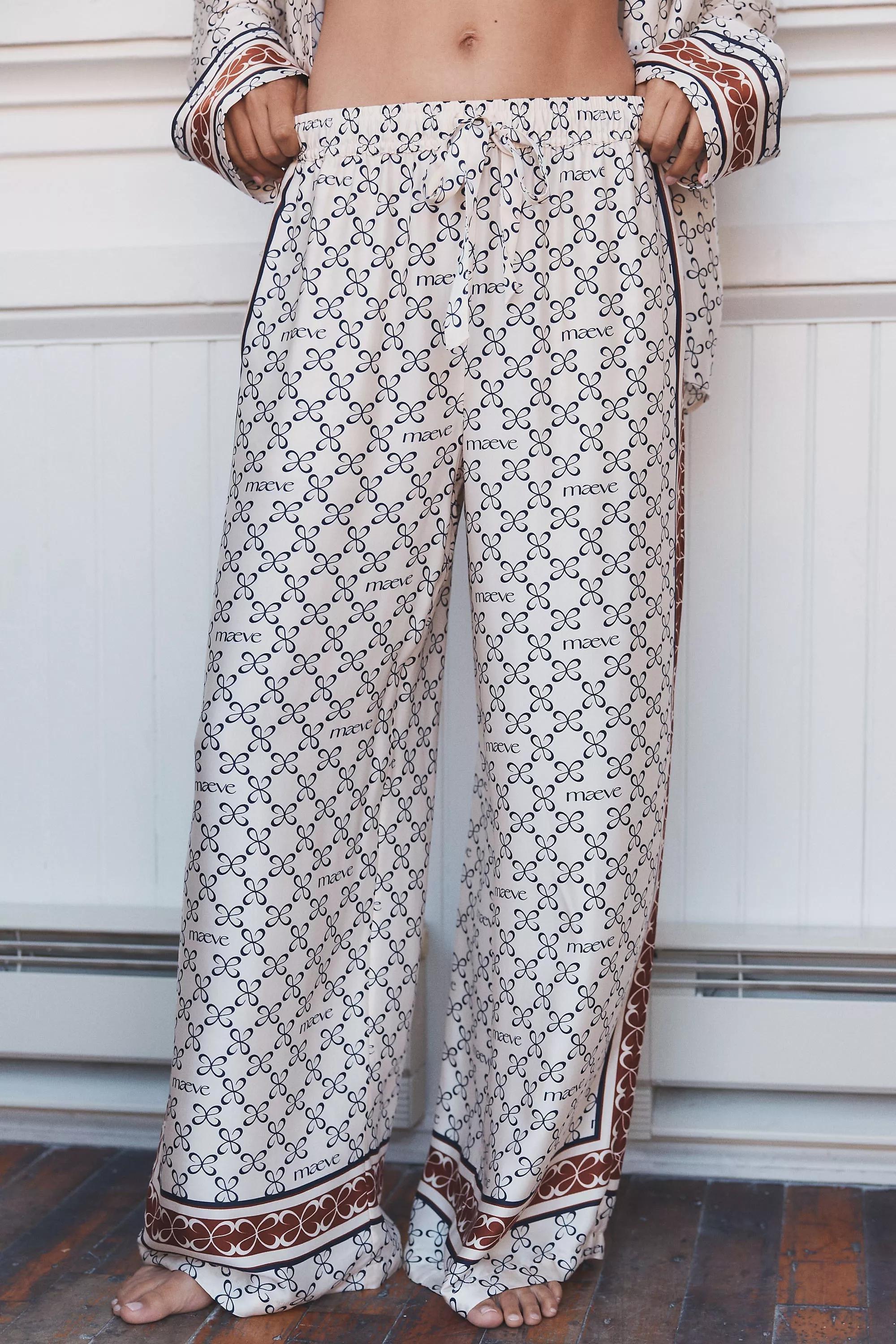 By Maeve Silky Wide-Leg Pyjamas Pants, Grey, A501_0211, large image number 1