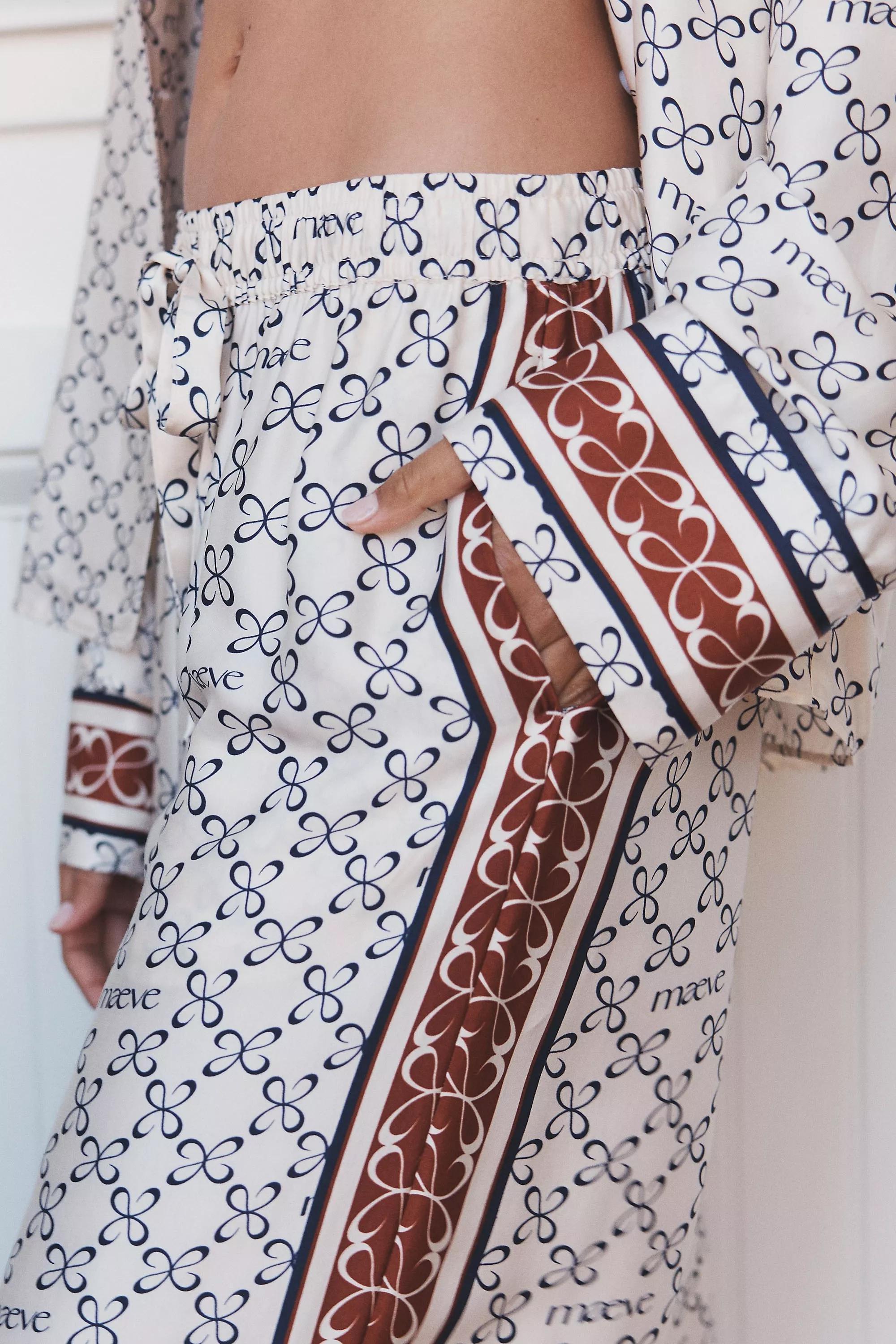 By Maeve Silky Wide-Leg Pyjamas Pants, Grey, A501_0211, large image number 3