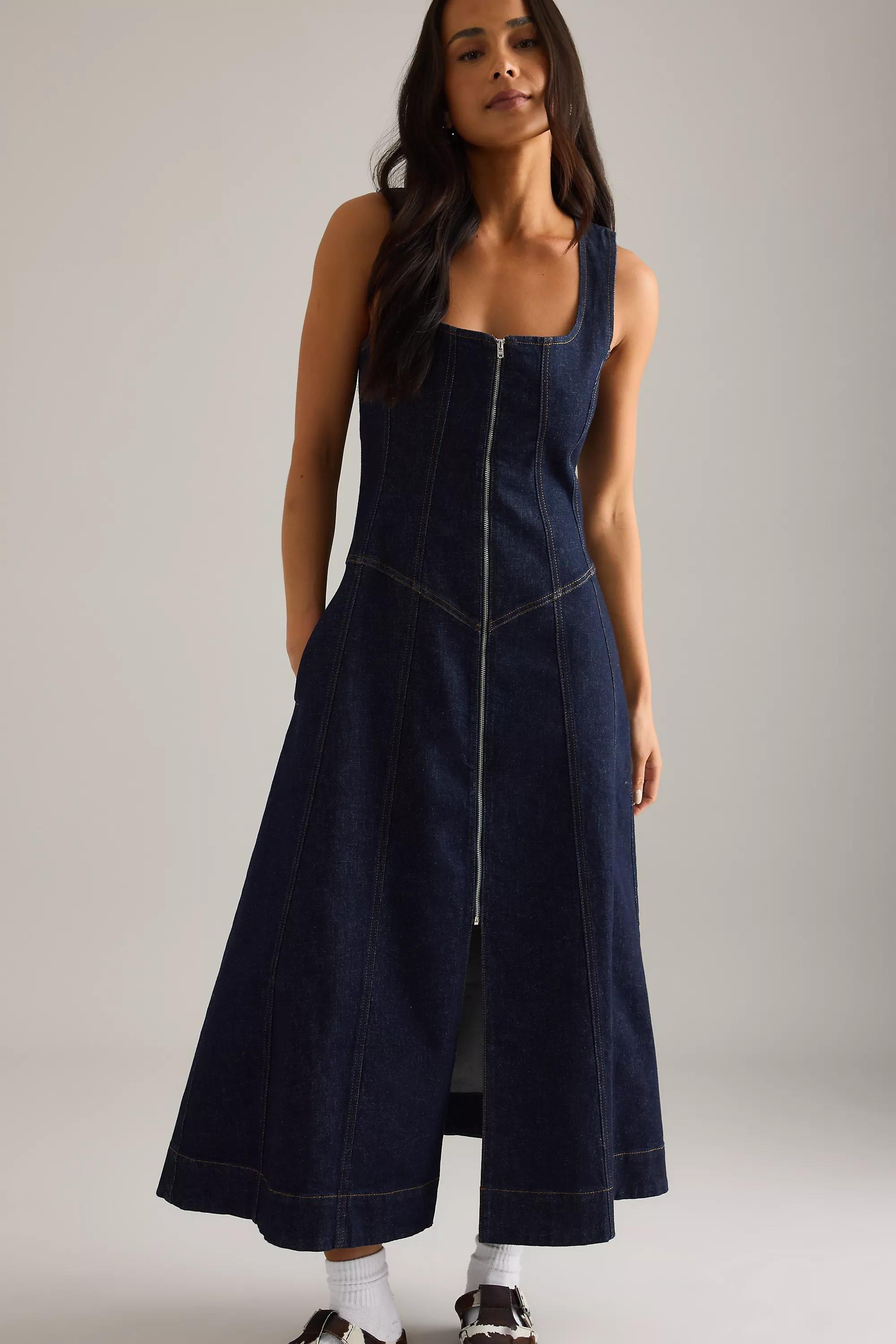 DENIM DARK Pilcro Denim Zip-Front Midi Dress, A501_0091, large image number 2