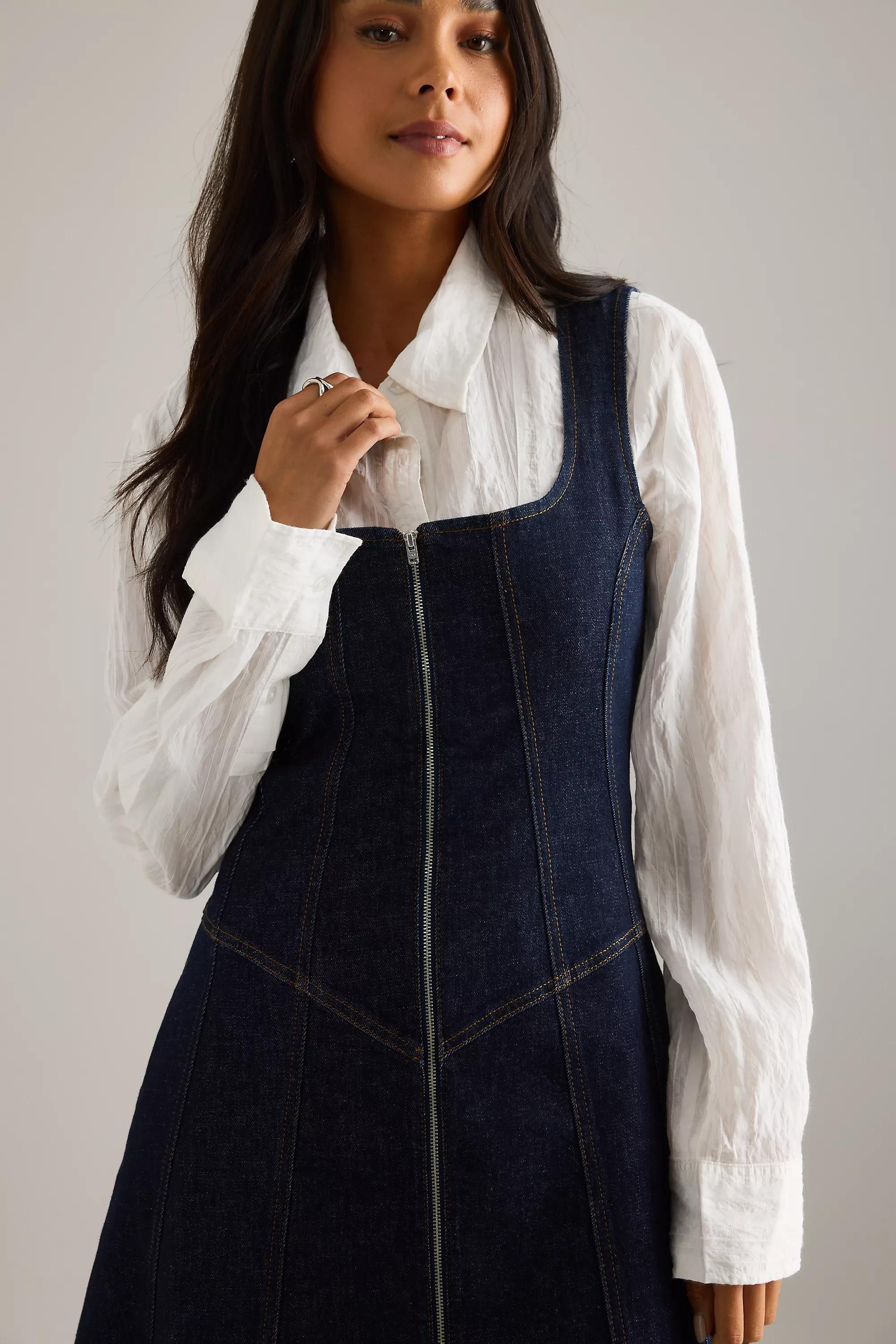 DENIM DARK Pilcro Denim Zip-Front Midi Dress, A501_0091, large image number 3