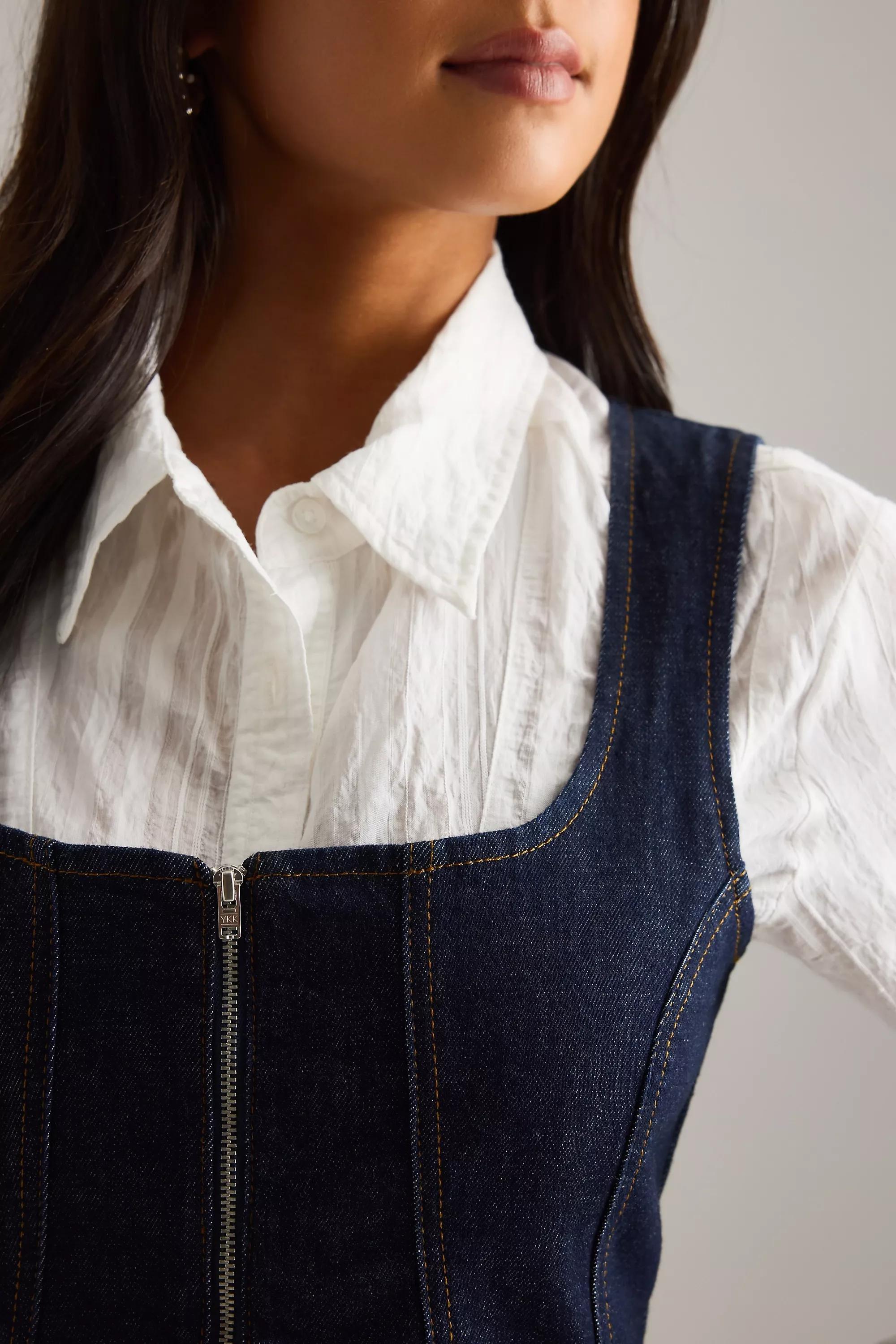 DENIM DARK Pilcro Denim Zip-Front Midi Dress, A501_0091, large image number 4