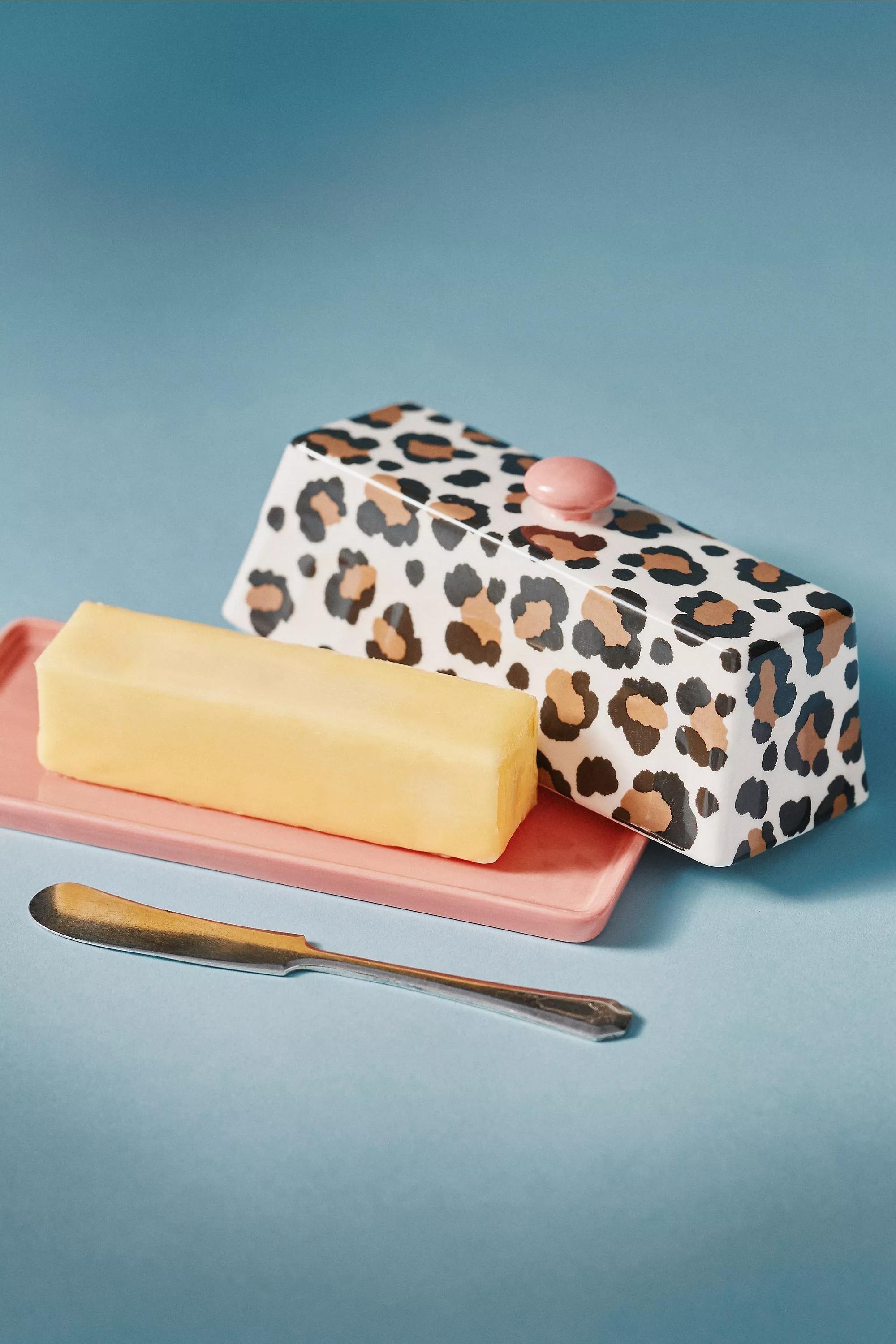 Leopard Chintzware Leopard Stoneware Butter Dish, A501_0292, medium