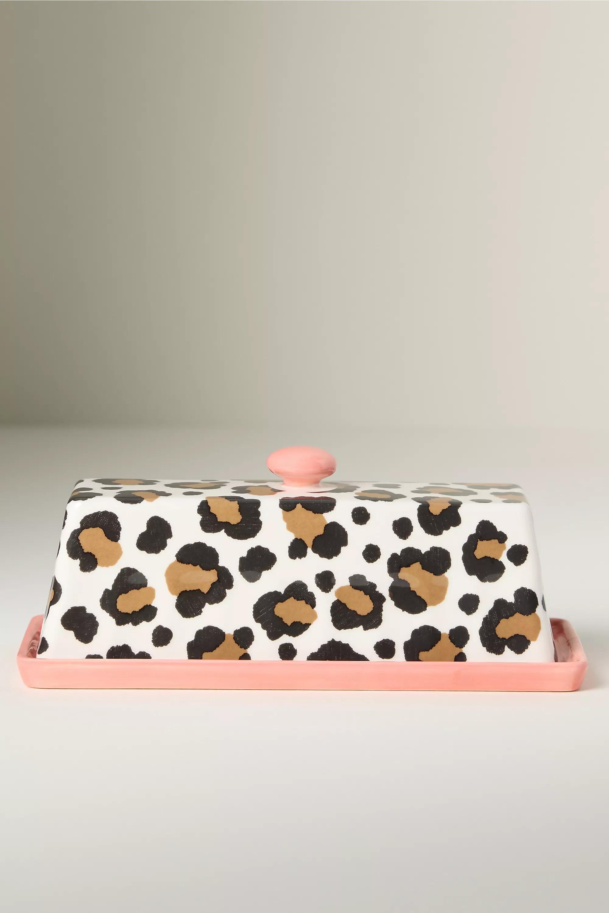 Leopard Chintzware Leopard Stoneware Butter Dish, A501_0292, medium