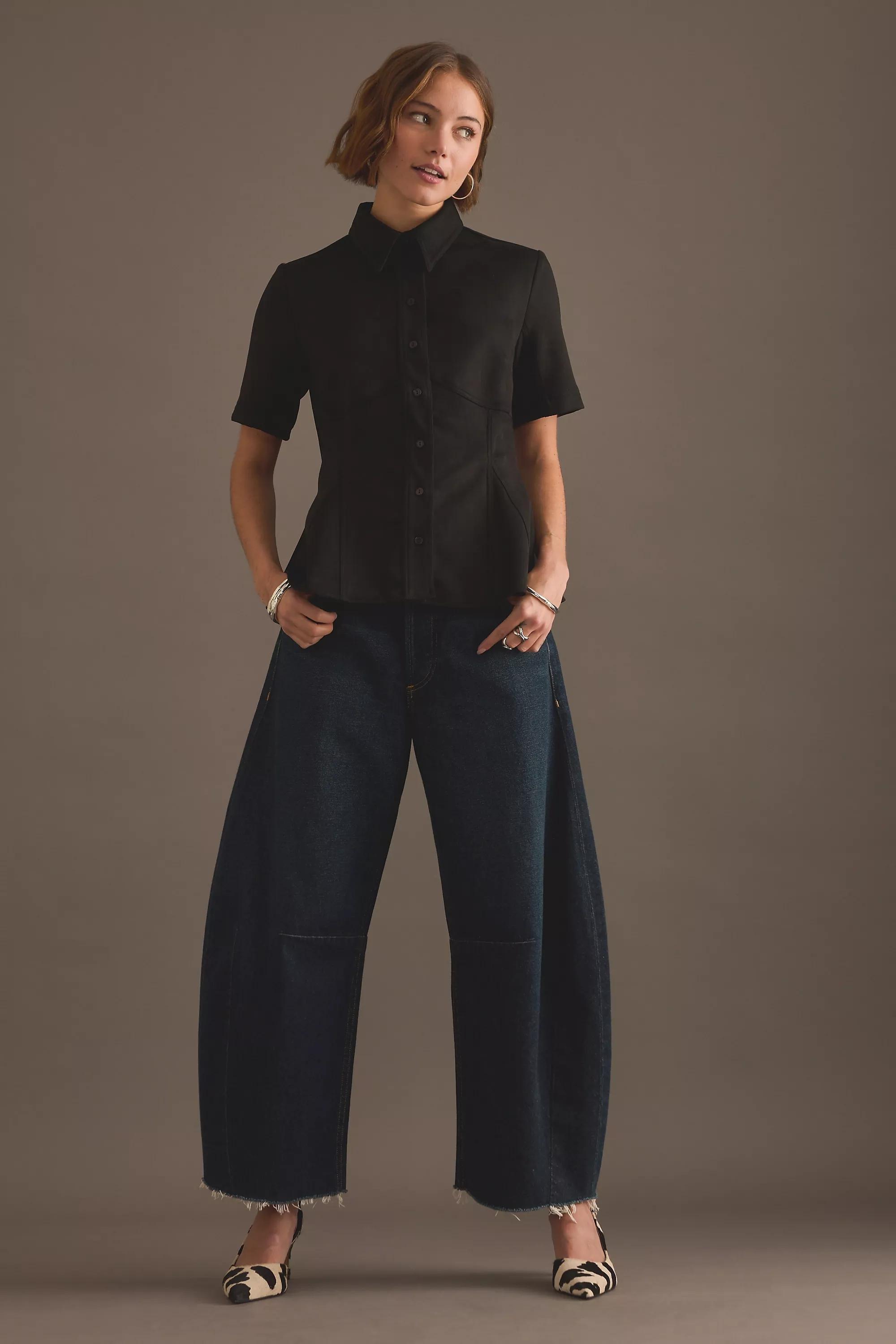 Exquise Nara Faux-Suede Blouse, Black, Black, medium