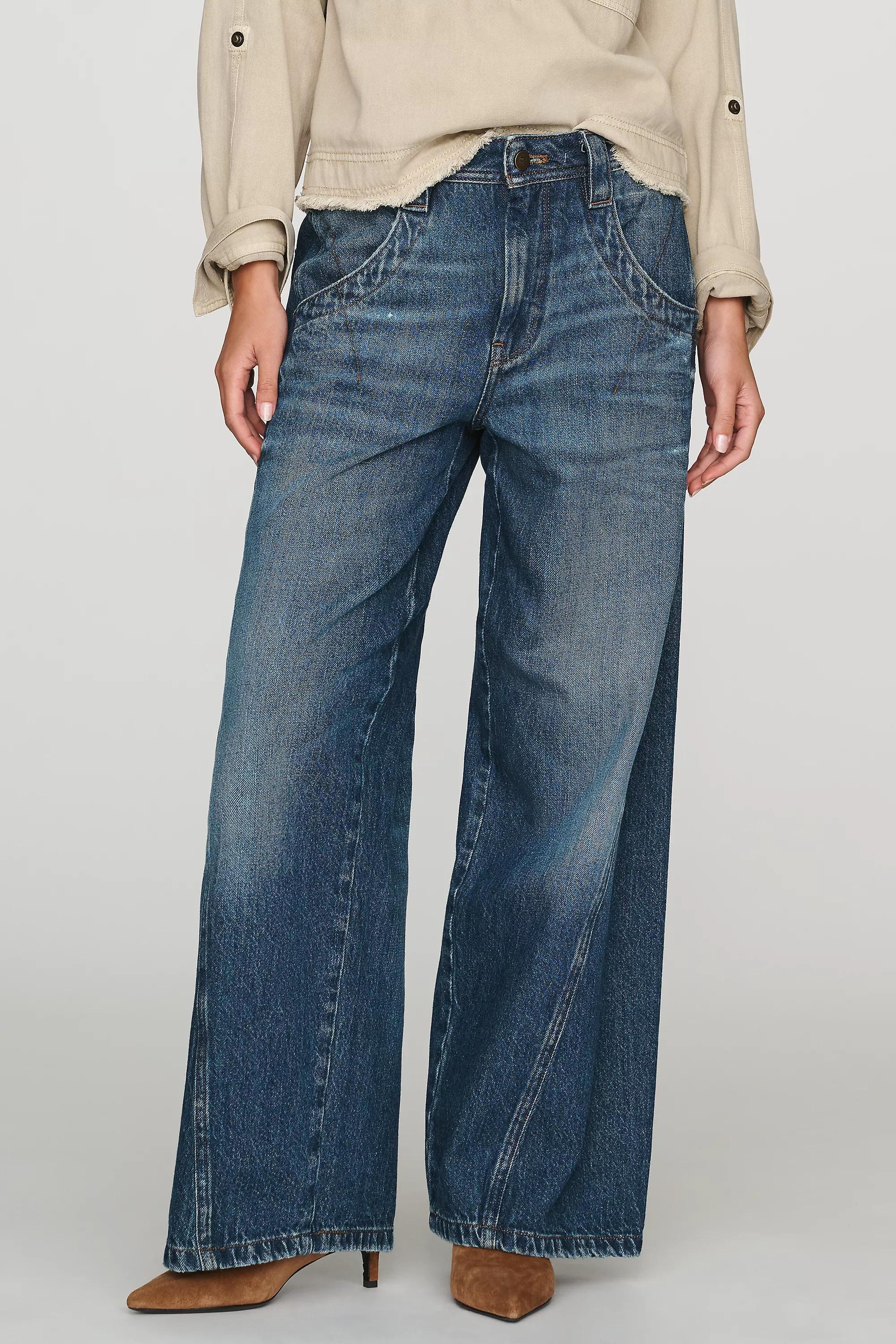 Pilcro High-Rise Tapered Jeans, Blue, Blue, large image number 6
