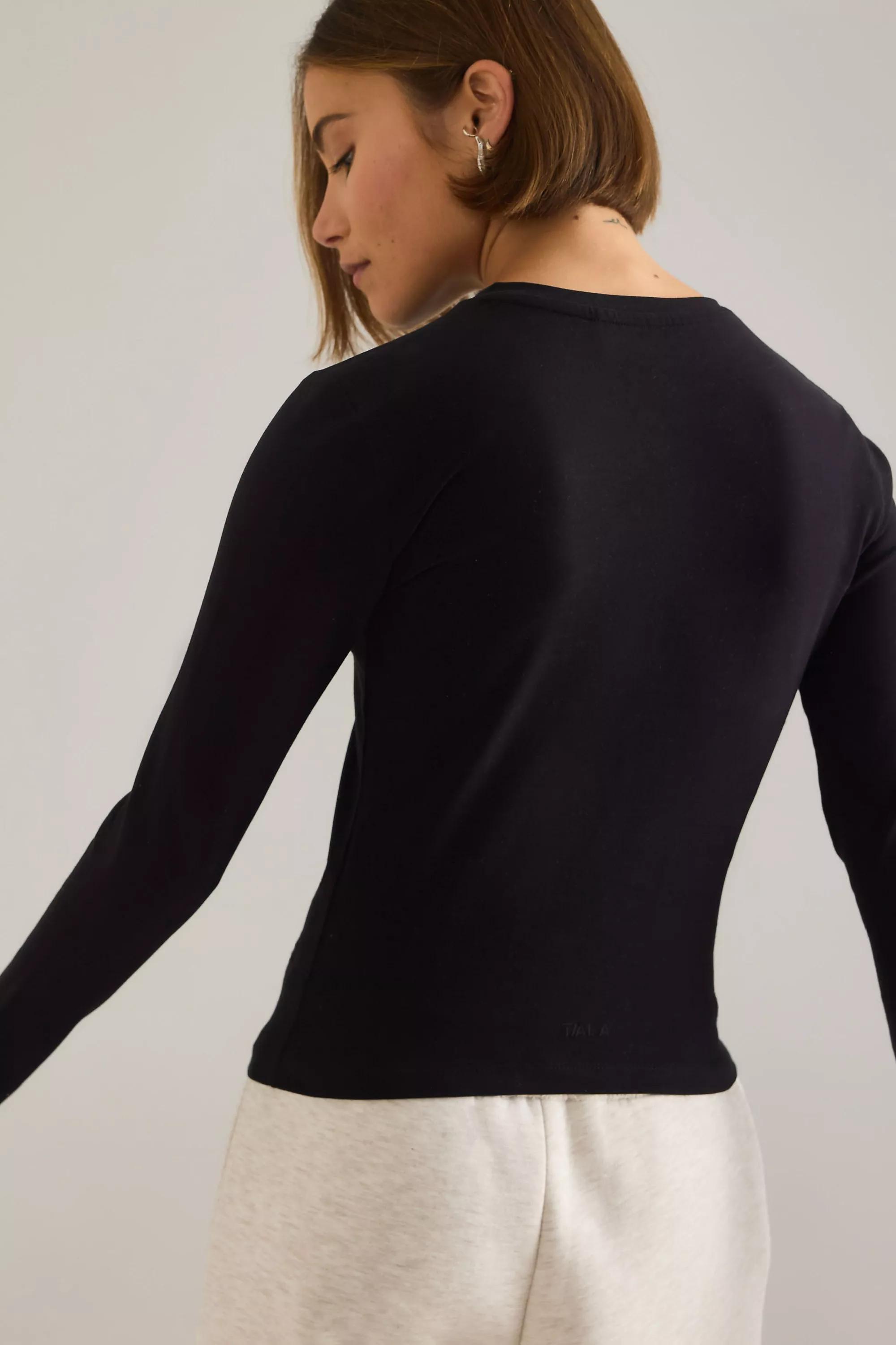 Tala 365 Core Cotton Henley Top, Black, A501_0001, large image number 1