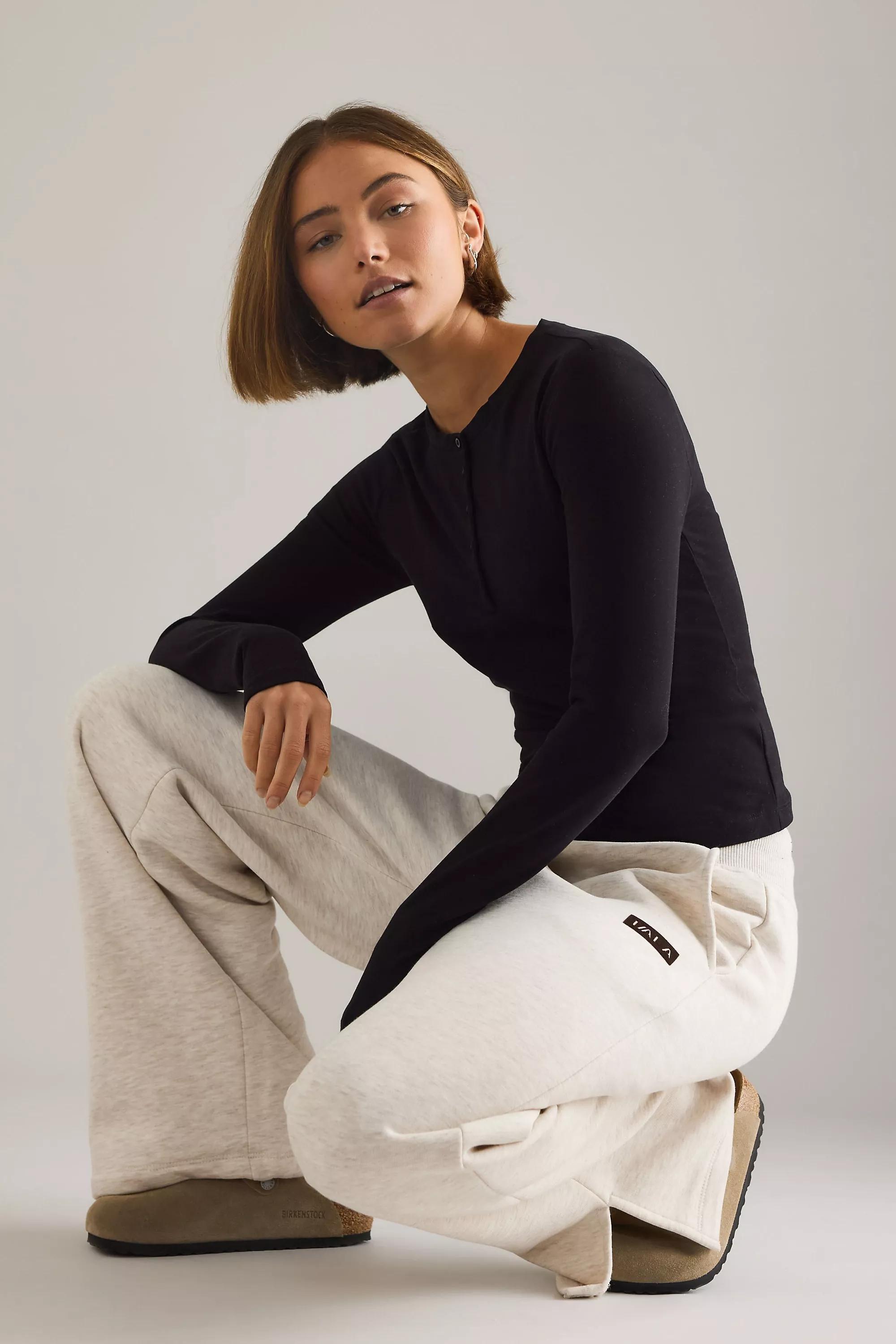 Tala 365 Core Cotton Henley Top, Black, A501_0001, large image number 4