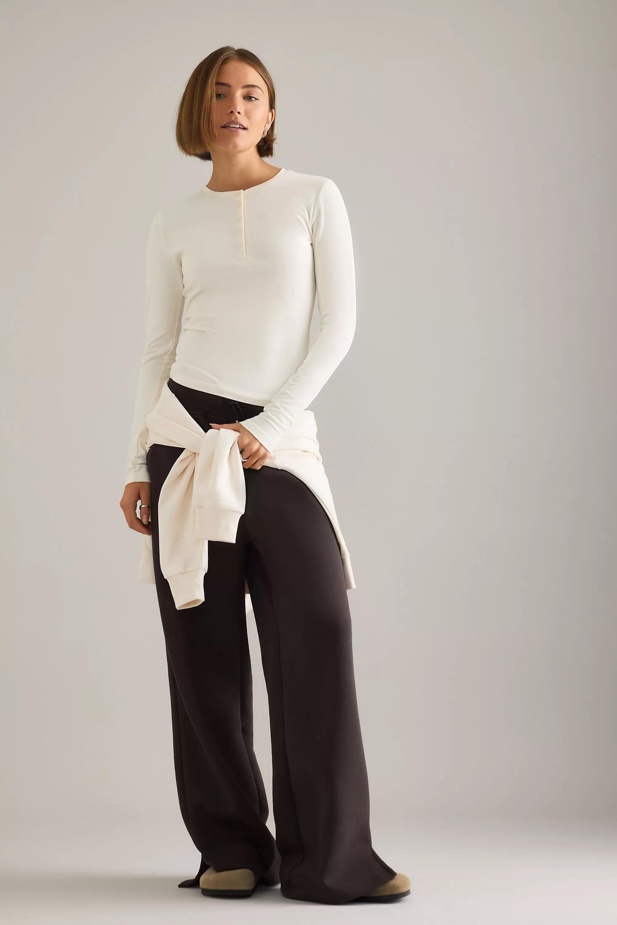 Tala 365 Core Cotton Henley Top, White, A501_0011, large image number 2