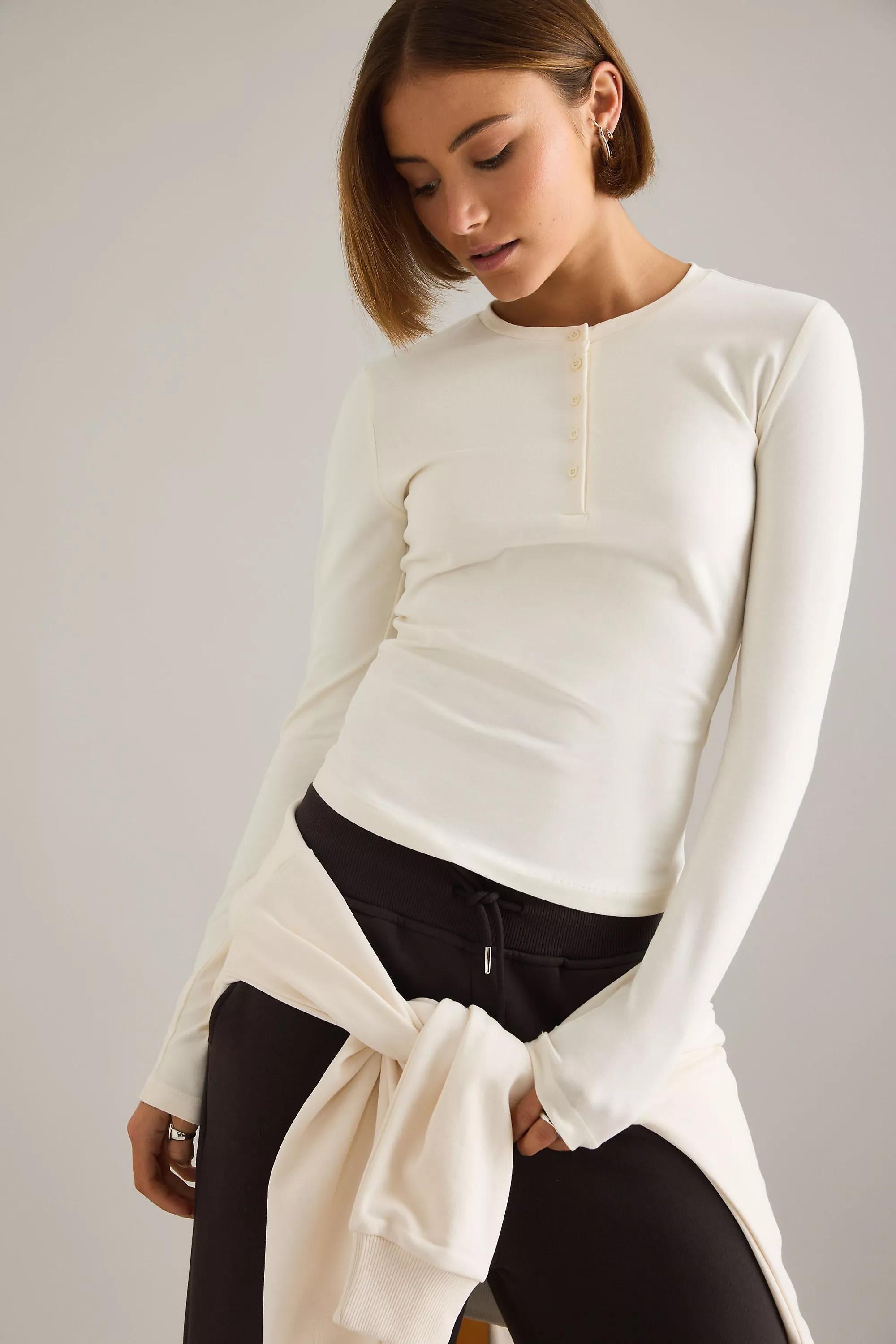 Tala 365 Core Cotton Henley Top, White, A501_0011, large image number 4