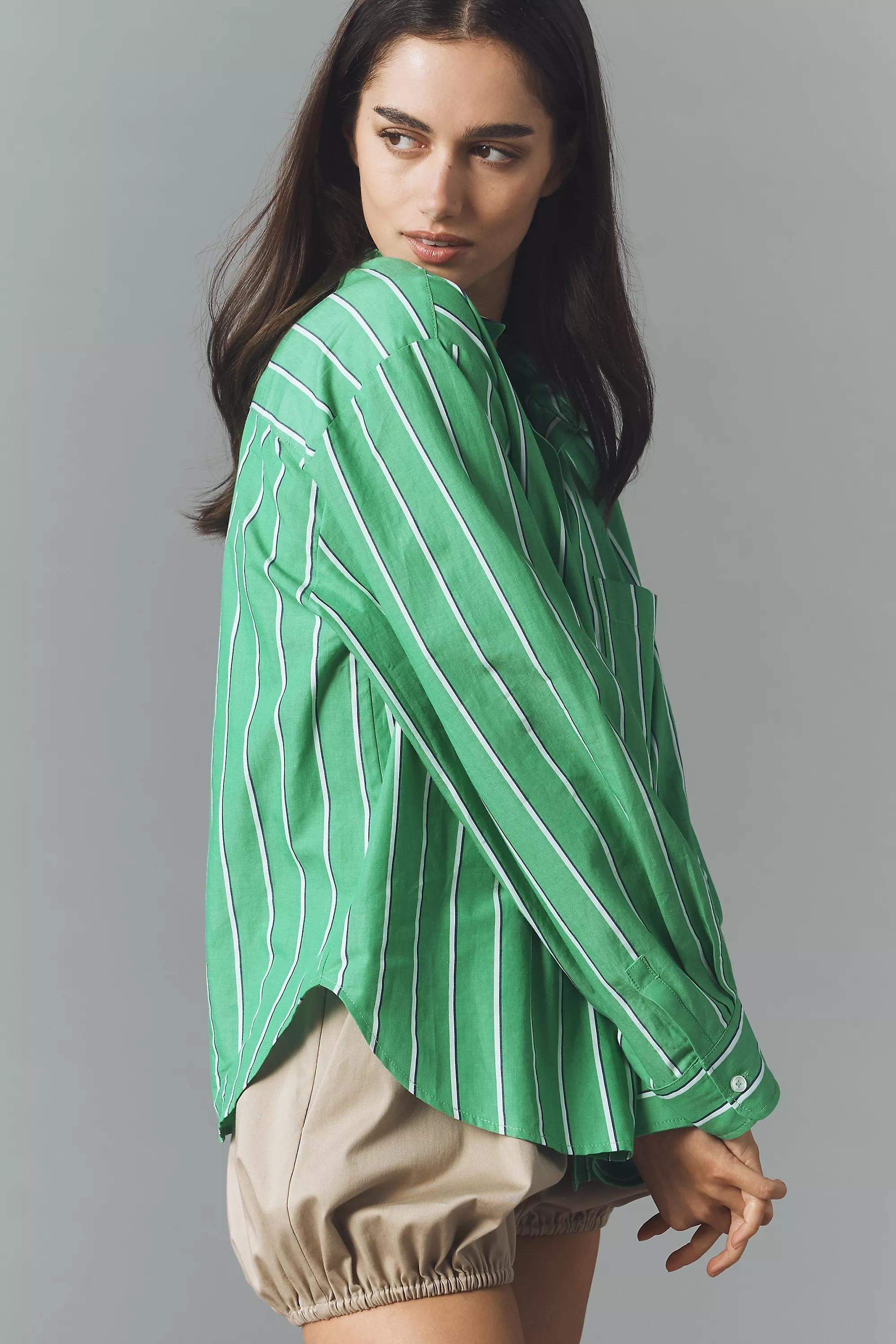 By Maeve The Shrunken Bennet Button-down Shirt, Green, A501_0545, large image number 1