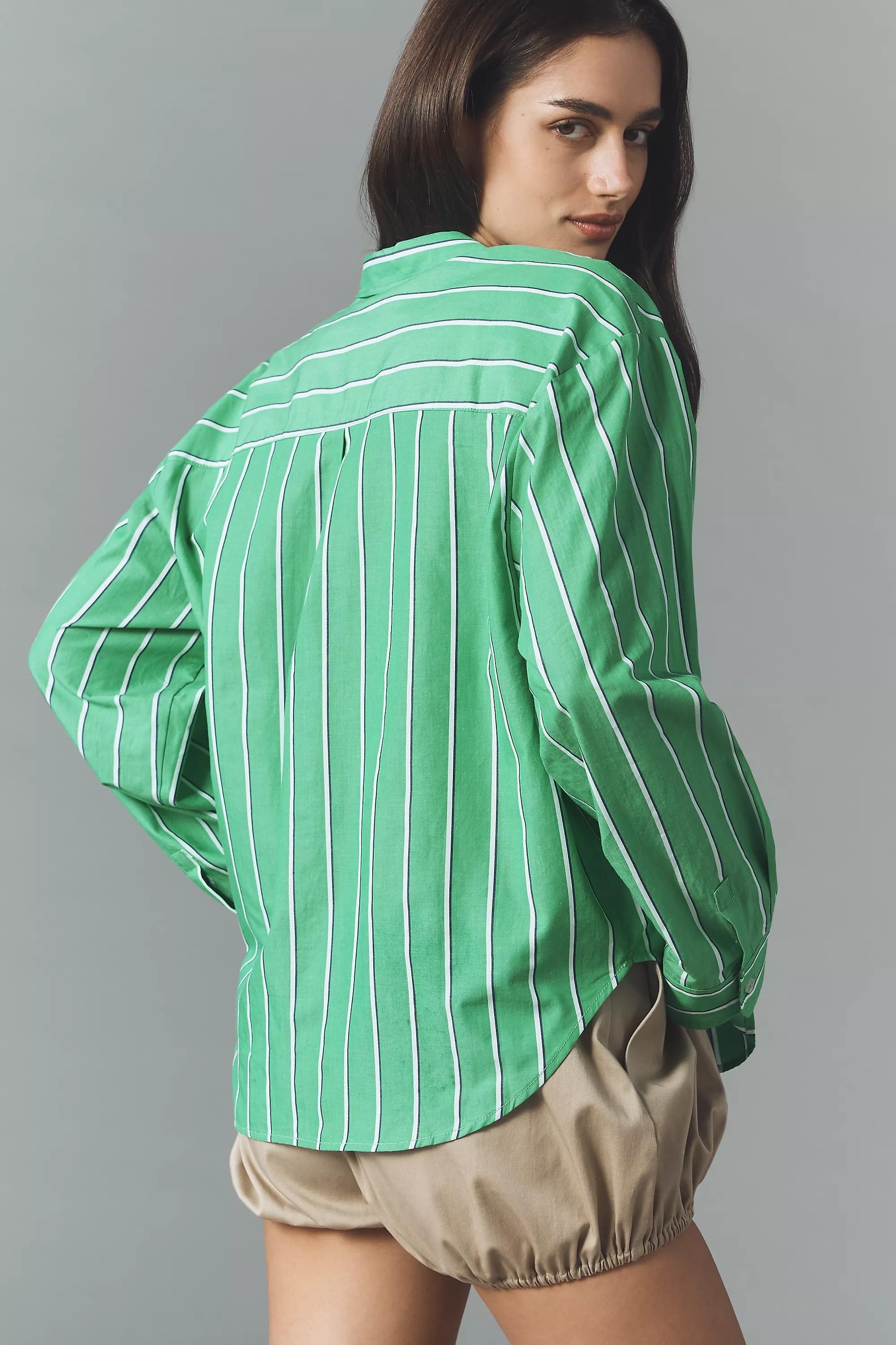 By Maeve The Shrunken Bennet Button-down Shirt, Green, A501_0545, large image number 3