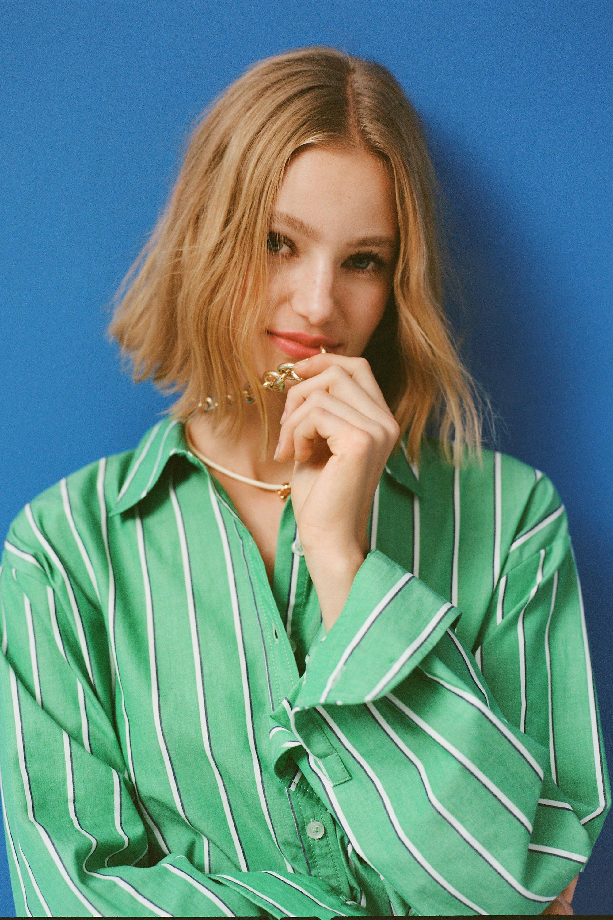 By Maeve The Shrunken Bennet Button-down Shirt, Green, A501_0545, large image number 5