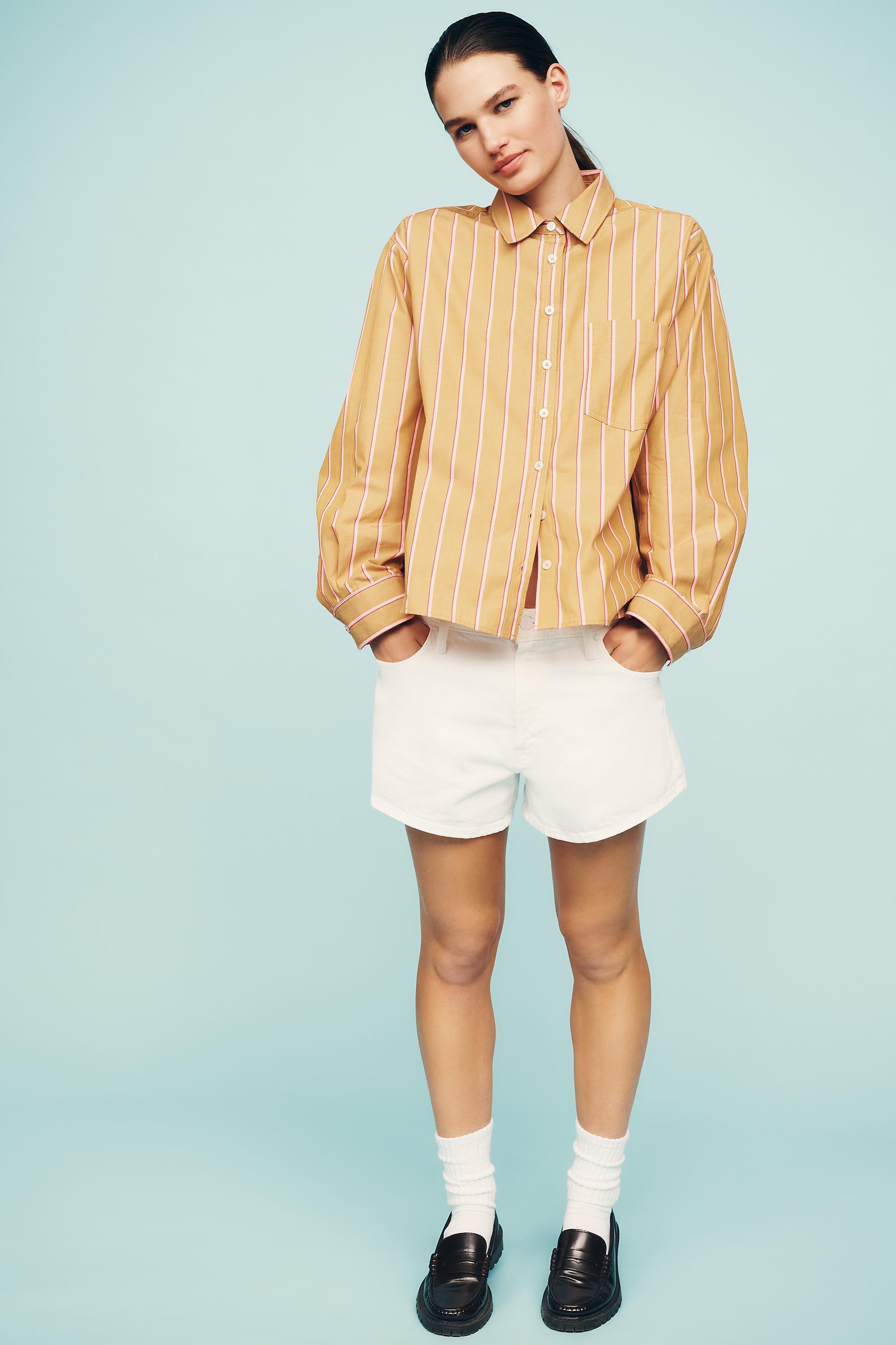 The Shrunken Bennet Button-Down Shirt By Maeve, Pink, Pink, large image number 4
