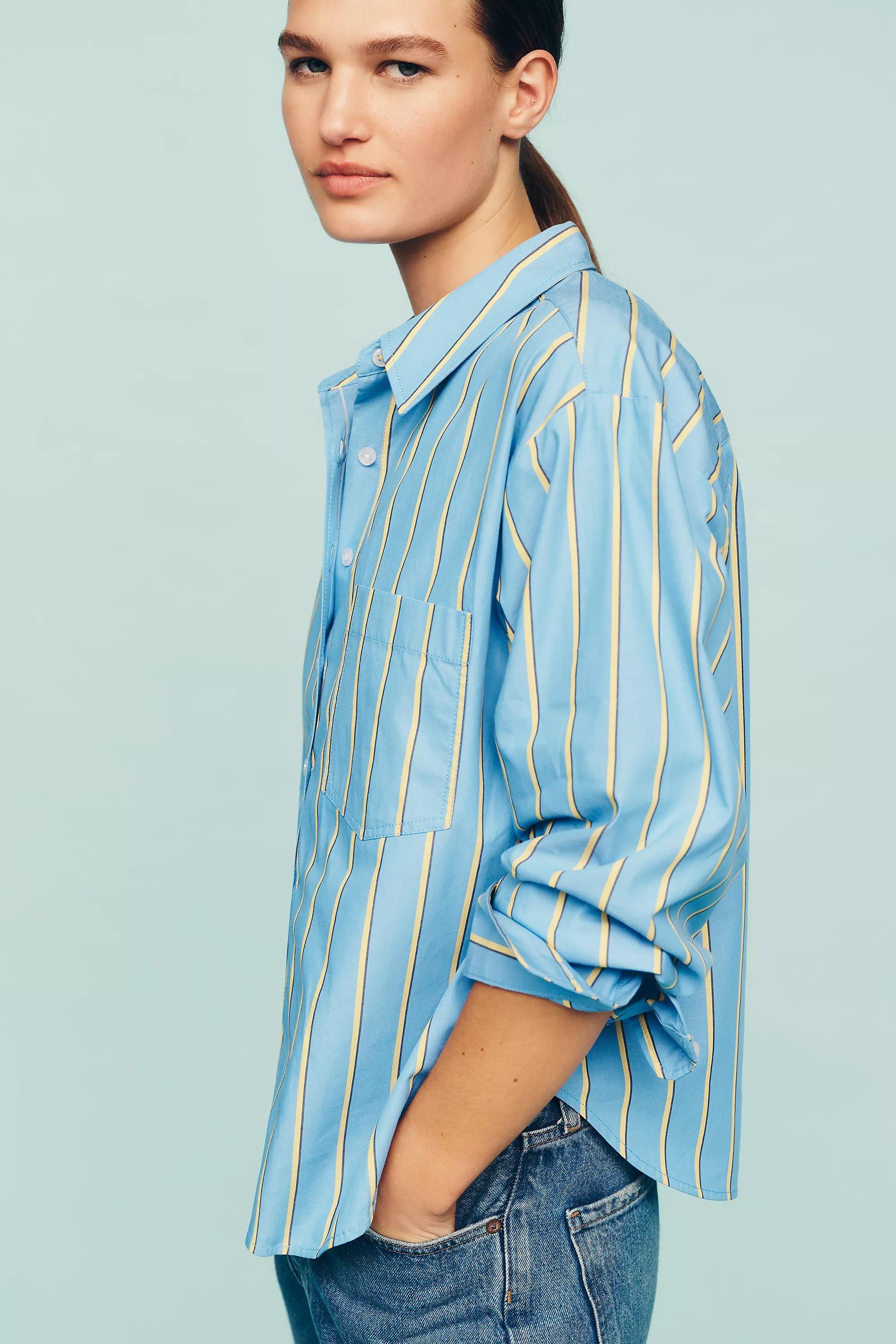 The Shrunken Bennet Button-Down Shirt By Maeve, Yellow, Yellow, large image number 0