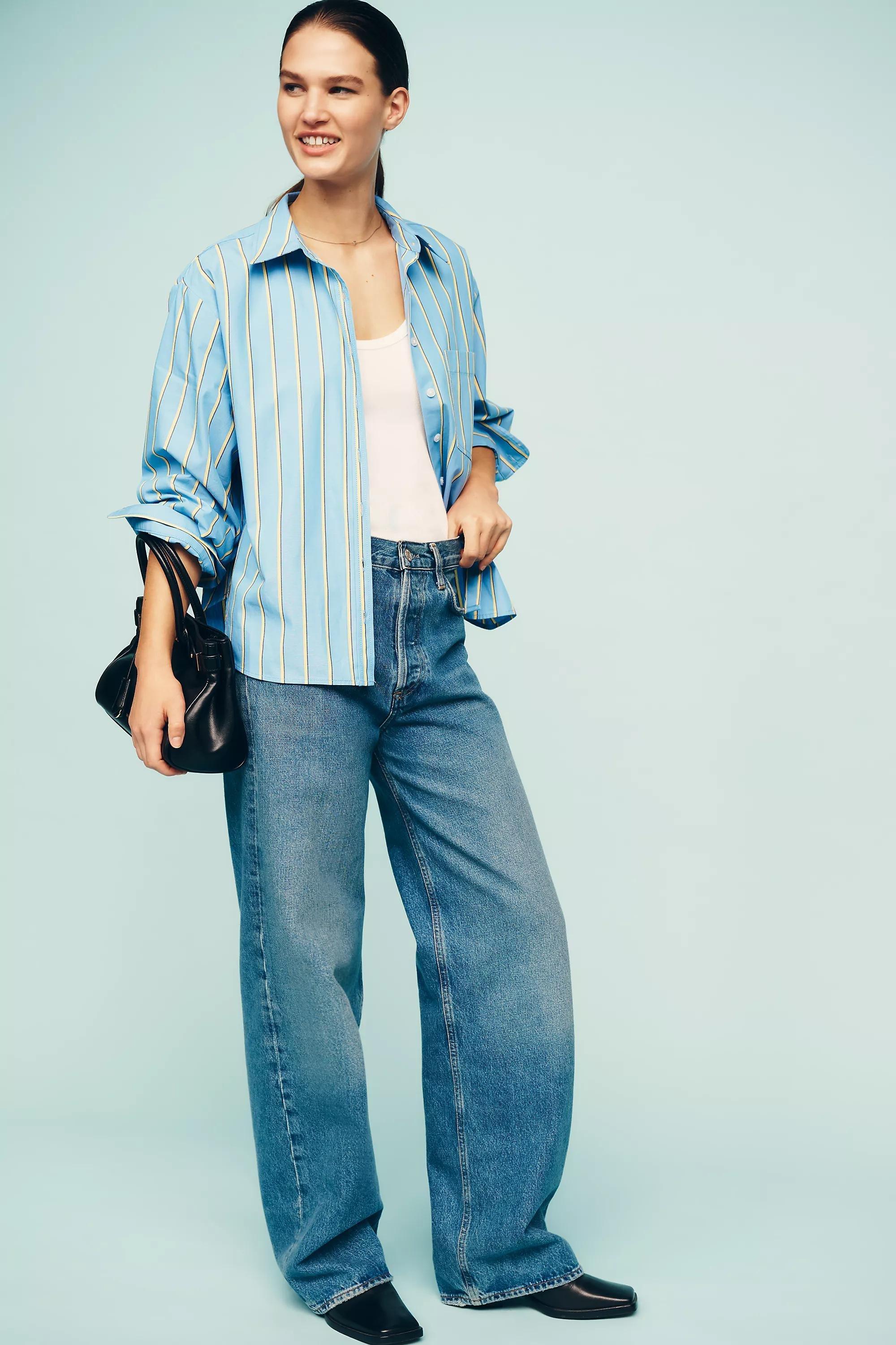 The Shrunken Bennet Button-Down Shirt By Maeve, Yellow, Yellow, large image number 1