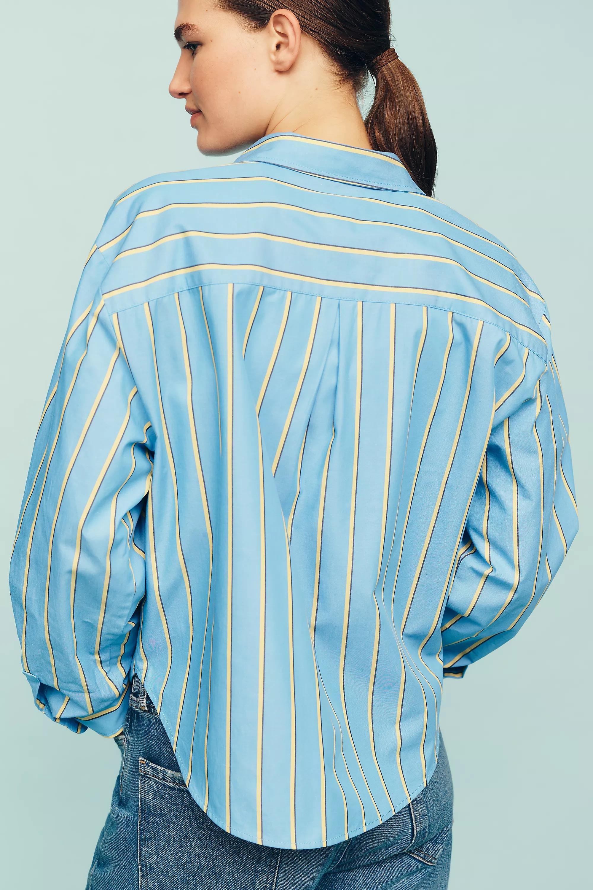 The Shrunken Bennet Button-Down Shirt By Maeve, Yellow, Yellow, large image number 2