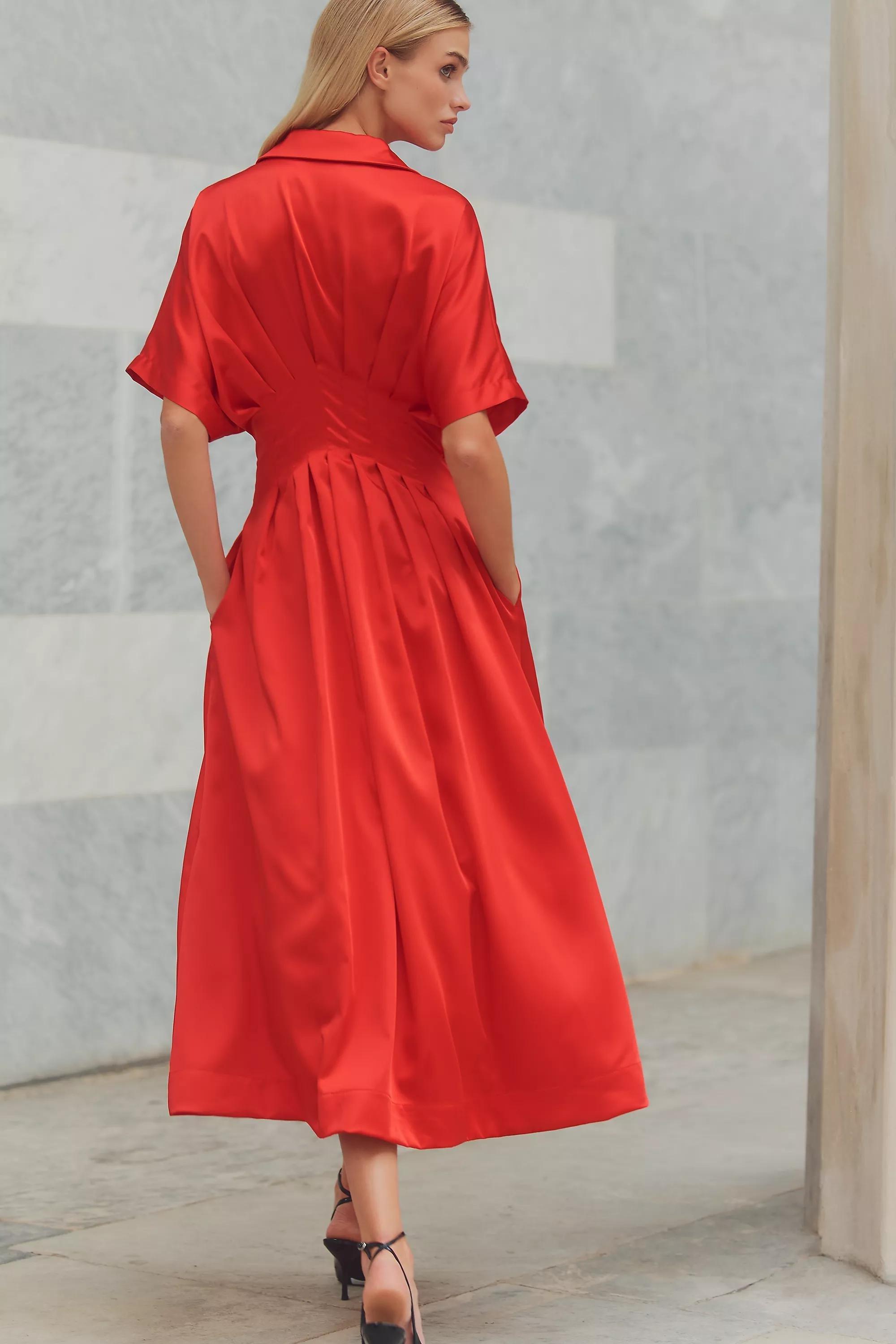 RED The Tobie Satin Shirt Dress by Exquise, A501_0060, large image number 0
