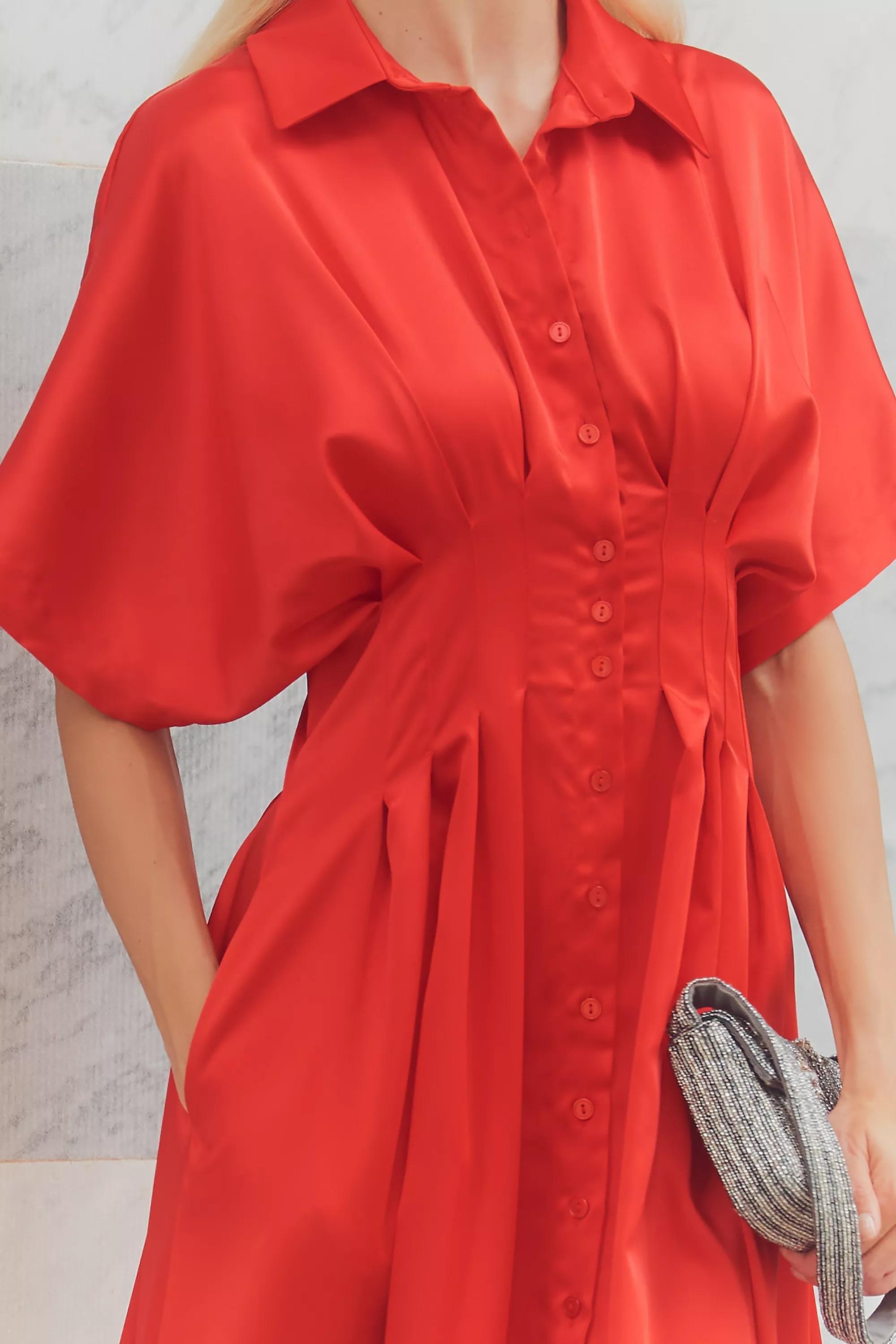 RED The Tobie Satin Shirt Dress by Exquise, A501_0060, large image number 1