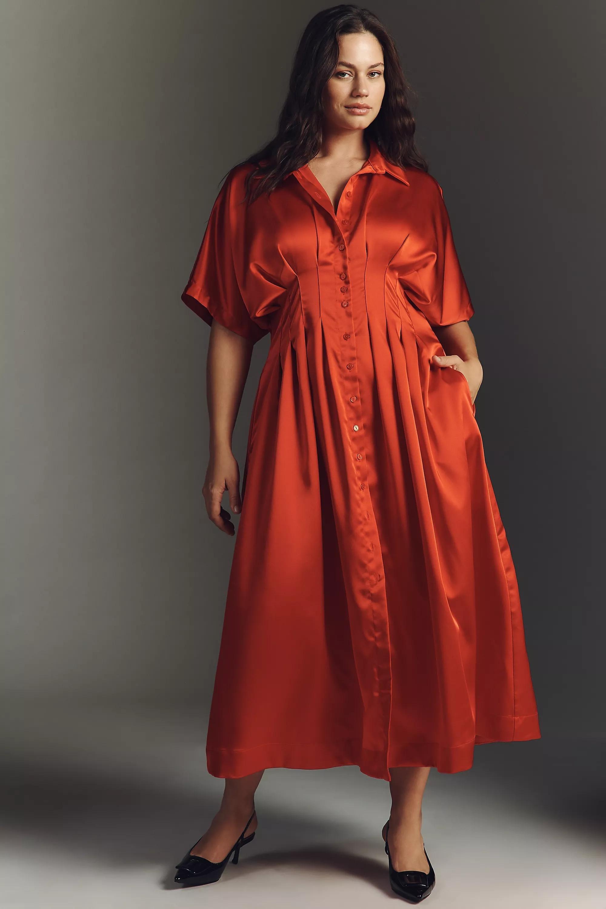 RED The Tobie Satin Shirt Dress by Exquise, A501_0060, large image number 2