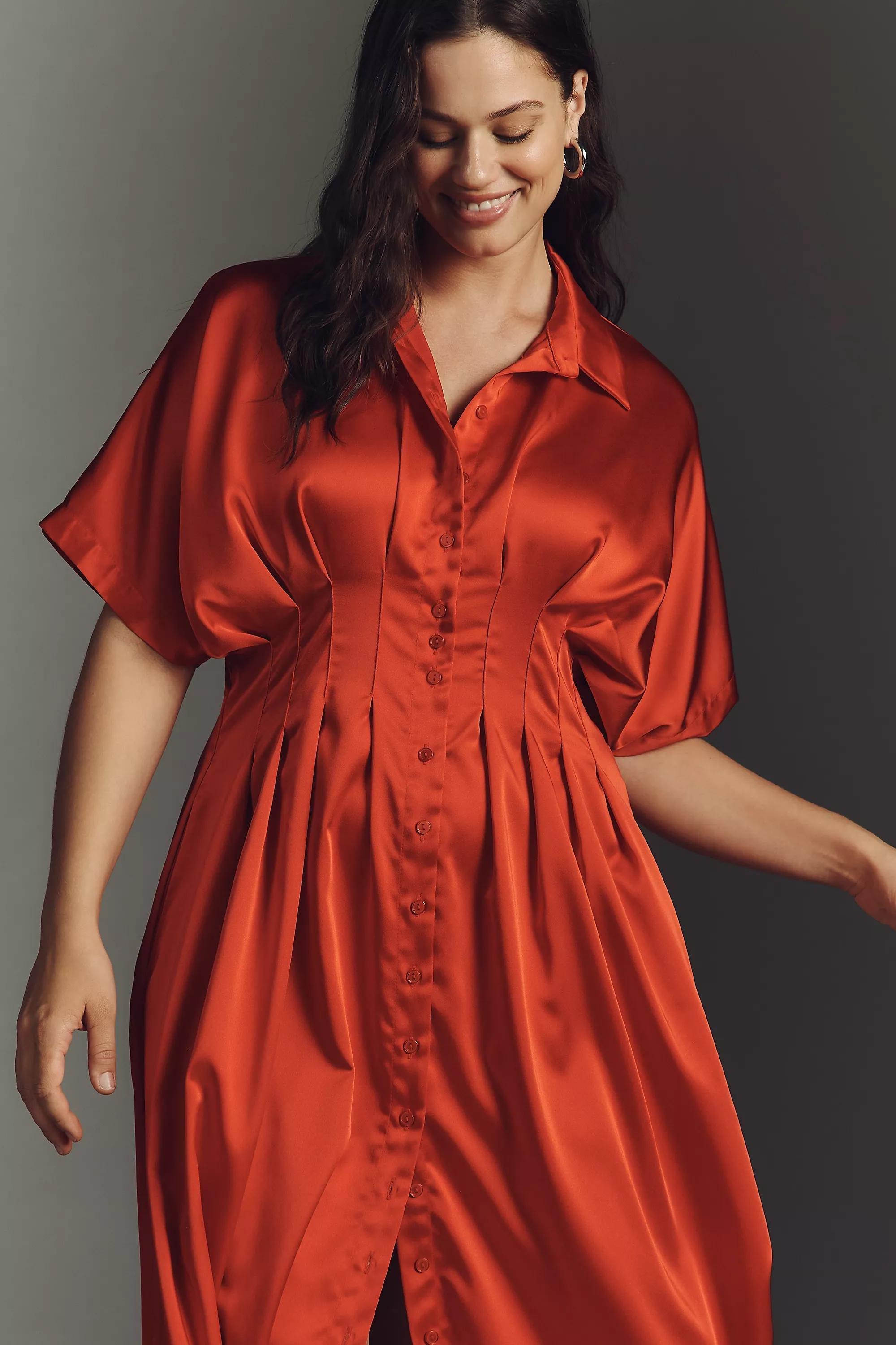 RED The Tobie Satin Shirt Dress by Exquise, A501_0060, large image number 3