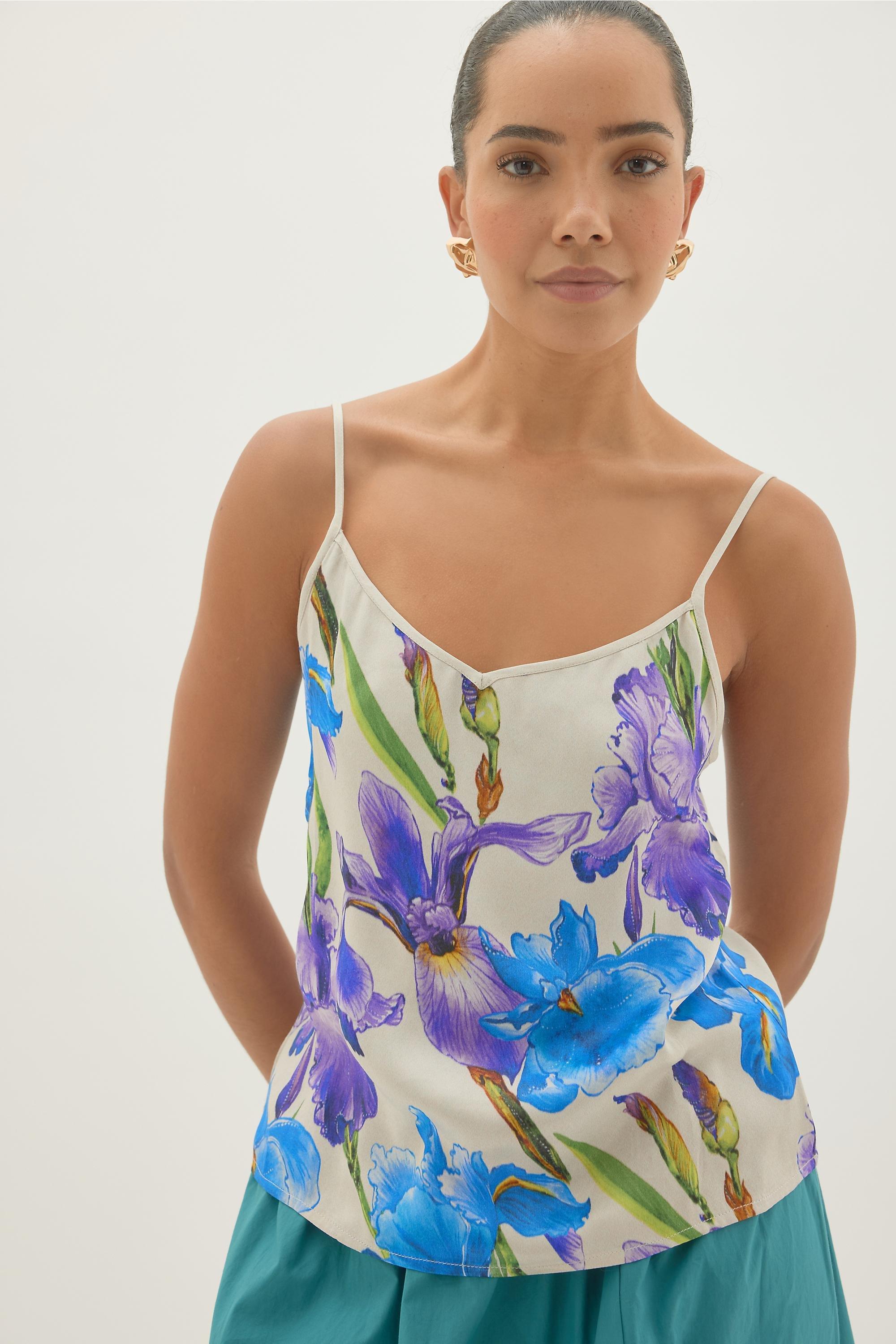 By Anthropologie Krista Lily Print Cami Top, Multicolour, A501_0000, medium