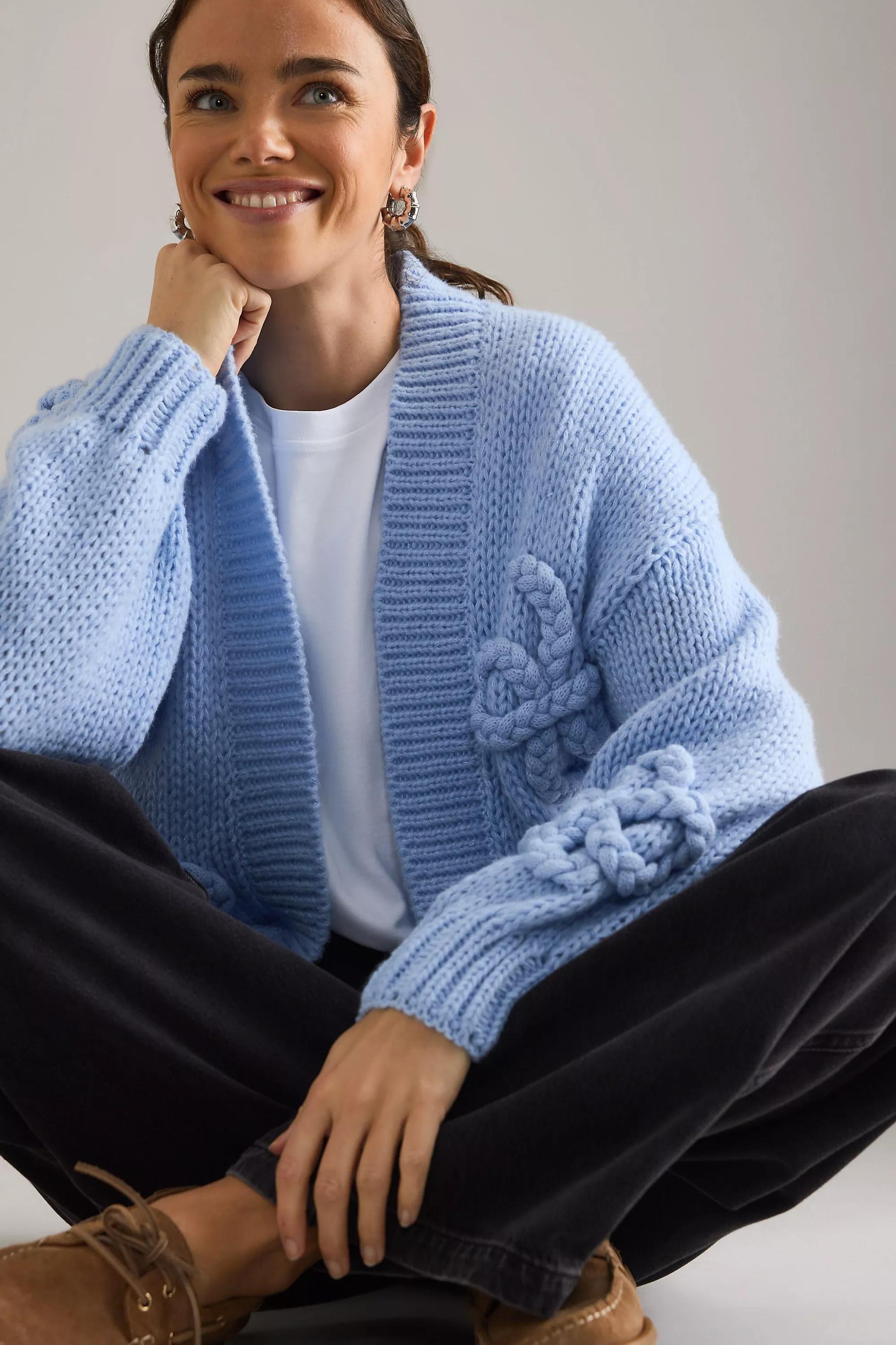 By Maeve 3D Embroidered Cardigan, Blue, A501_0040, large image number 2