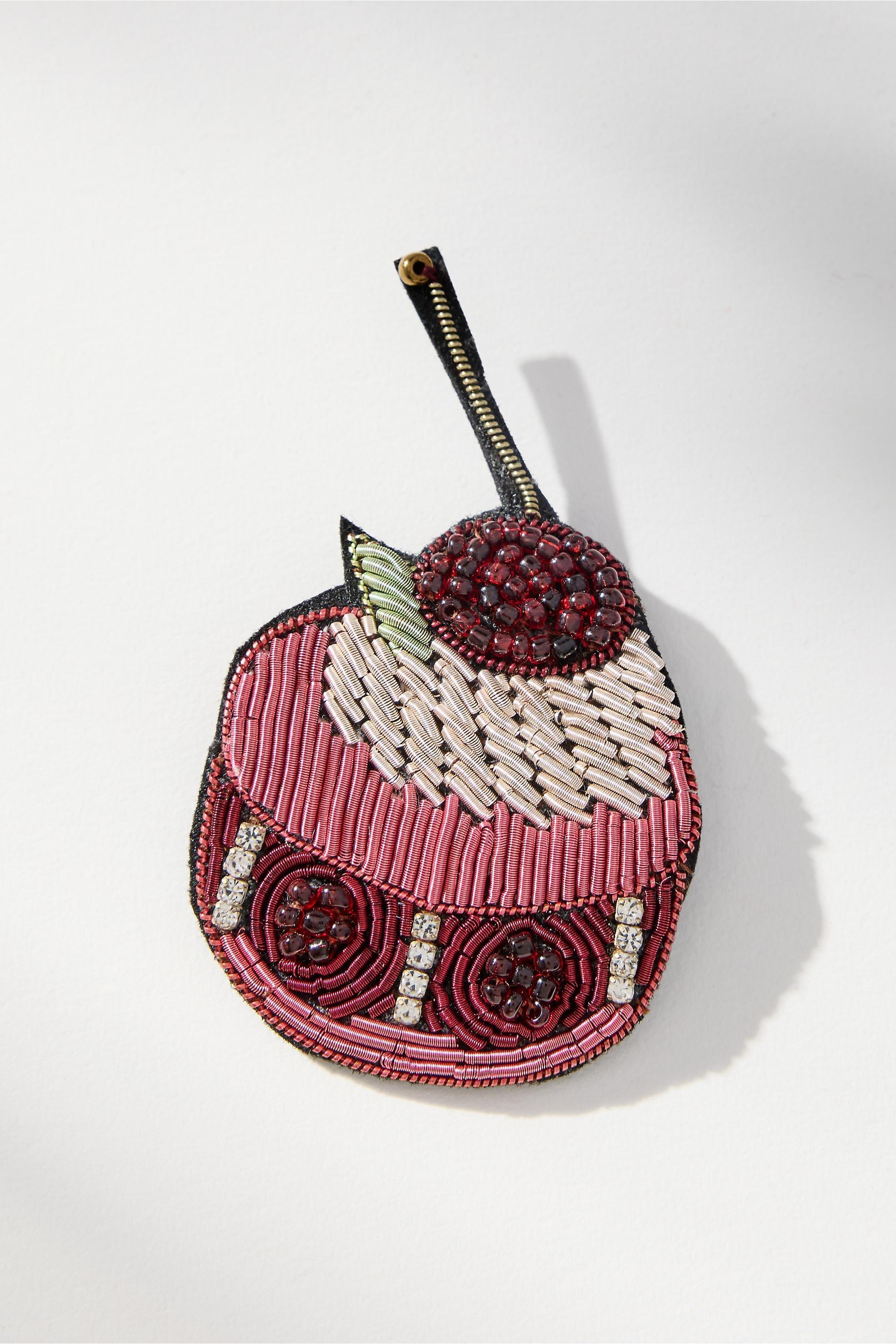 Small Beaded Icon Brooch, Pink, A501_0606, large image number 0