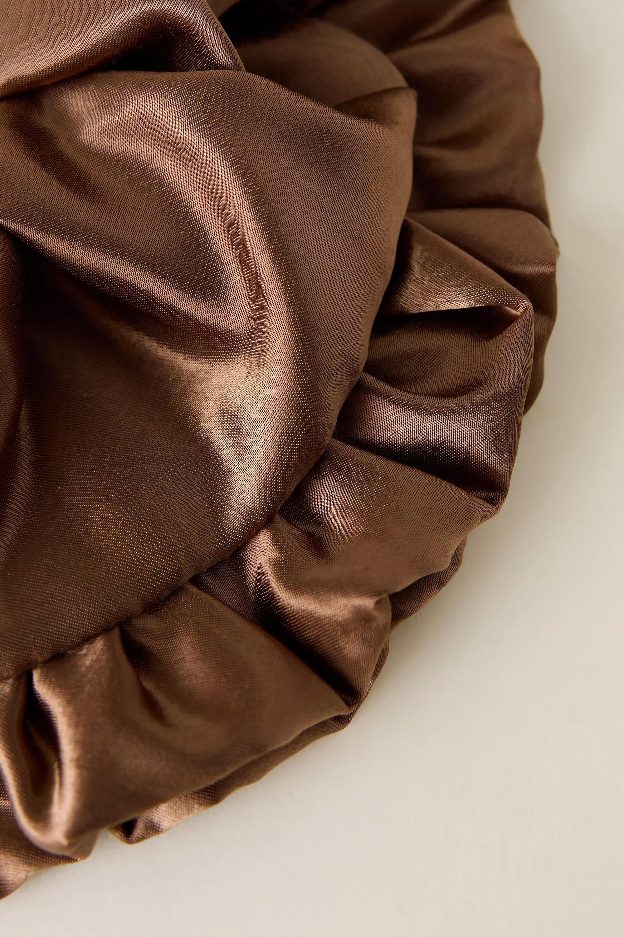 Satin Ruffle Scrunchie, Brown, A501_0021, large image number 1